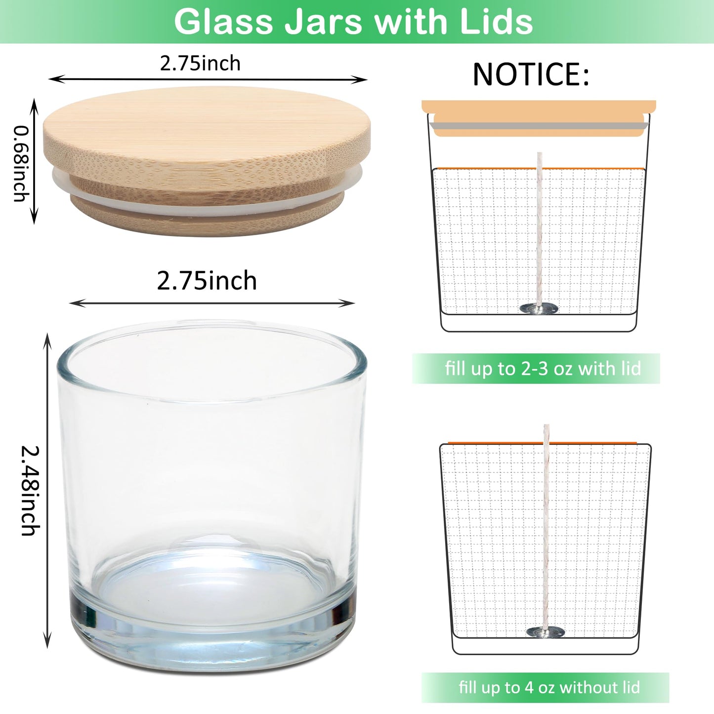MILIVIXAY 20 Pack 4 OZ Clear Glass Candle Jars with Lids and Candle Making Kits - Bulk Small Empty Candle Jars for Making Candles - Spice, Powder Containers.