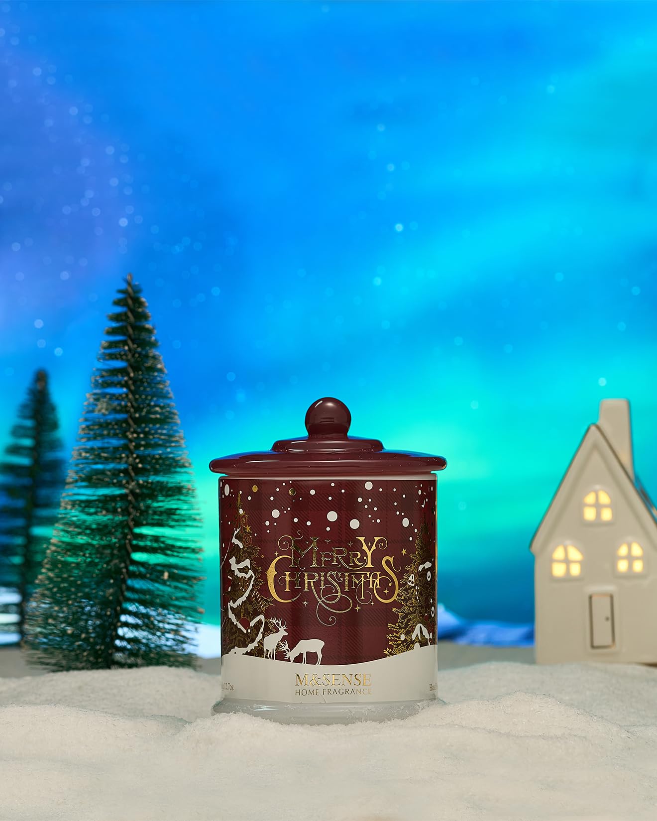 M&SENSE Christmas Candles Baked Apple Pie Scented, Soy Wax 12.7oz 75 Hours Long Lasting Clean Burn, 2 Wick Cinnamon Apple Winter Holiday Candles for Home Decor, Luxury Relaxing Candle Gifts for Women