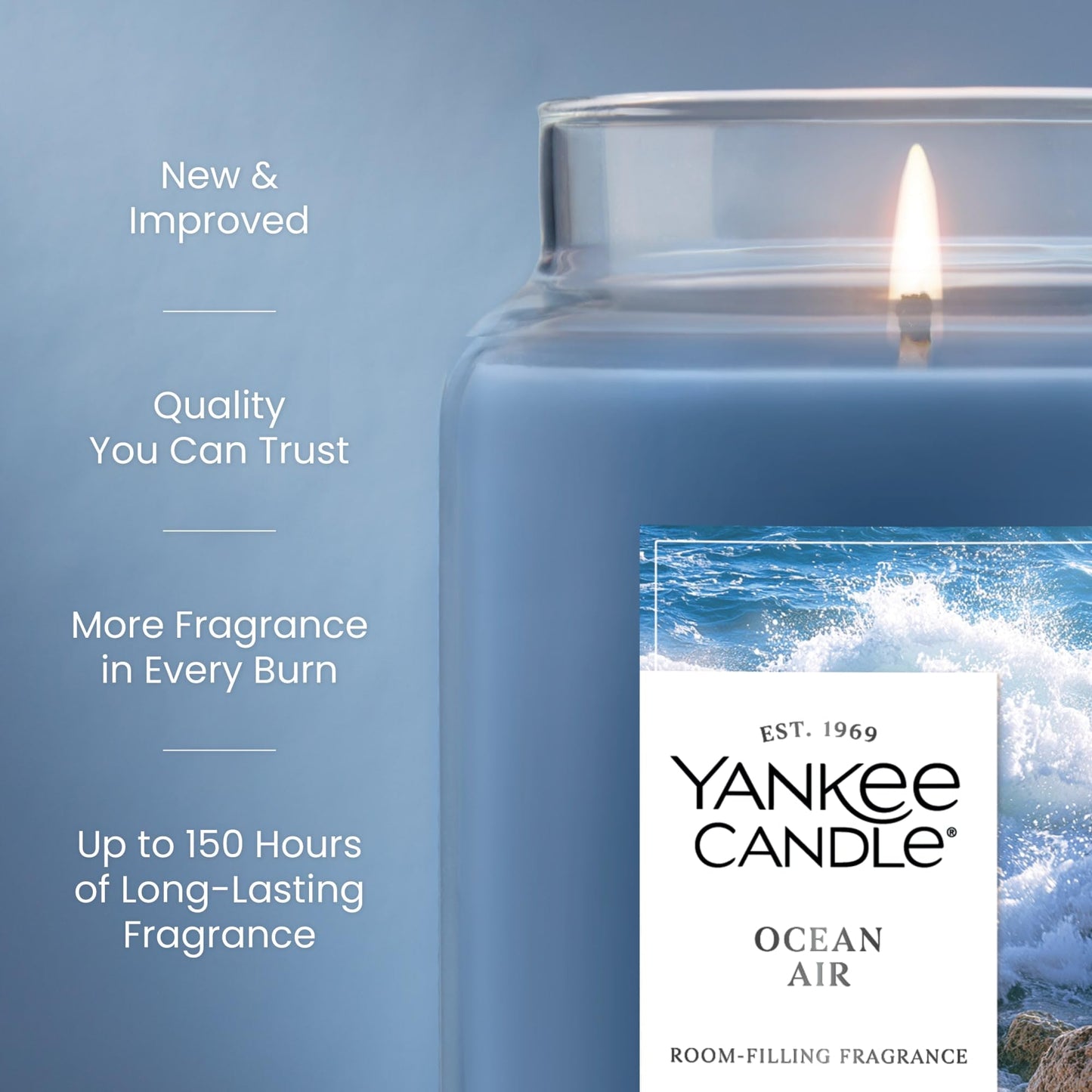 Yankee Candle Ocean Air Scented Candle, 22oz Large Jar with up to 150 Hour Burn Time, Giftable