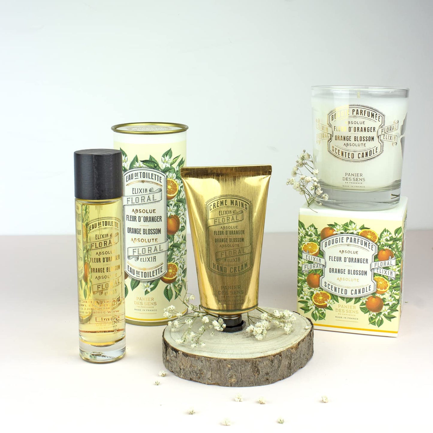 Panier des Sens Orange Blossom Candle - Hand-Poured in Provence, France - Long Lasting Scented Candles - up to 55 Hours Burn Time - Orange Scented Candle - 100% Natural Cotton Wick - 6.3 oz