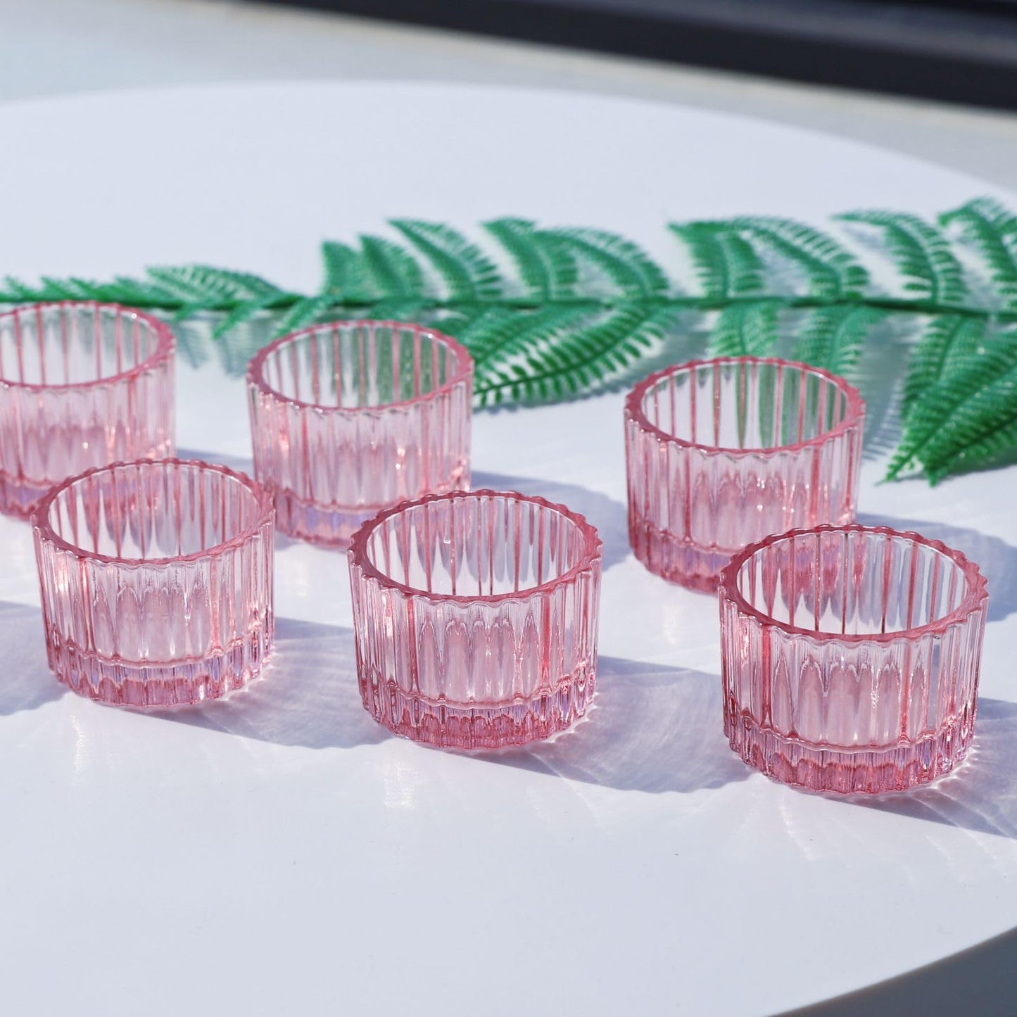 VOHO Pink Candle Holders for Girl Birthday Gifts, 12pcs Tealight Candle Holder for Centerpiece Table Decorations, Glass Candle Holder for Votive Candles & Tea Lights Candles