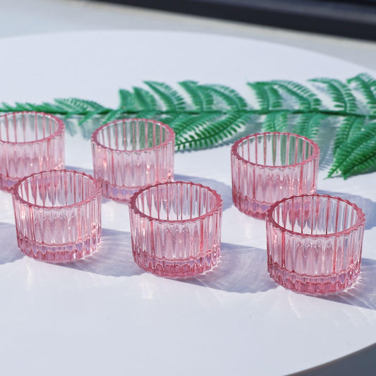 VOHO Pink Candle Holders for Girl Birthday Gifts, 12pcs Tealight Candle Holder for Centerpiece Table Decorations, Glass Candle Holder for Votive Candles & Tea Lights Candles