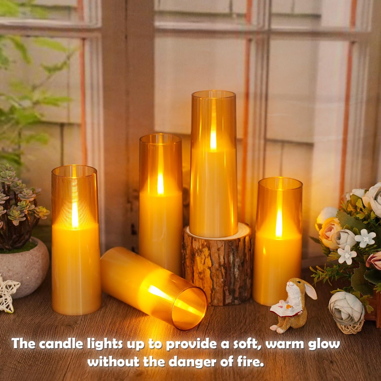 kakoya Flameless LED Candles Upgraded Realistic Flickering Flame,7Pcs Battery Operated Candles with Remote Timers,LED Pillar Candles for Home Decor,Christmas,and Parties（Gold）