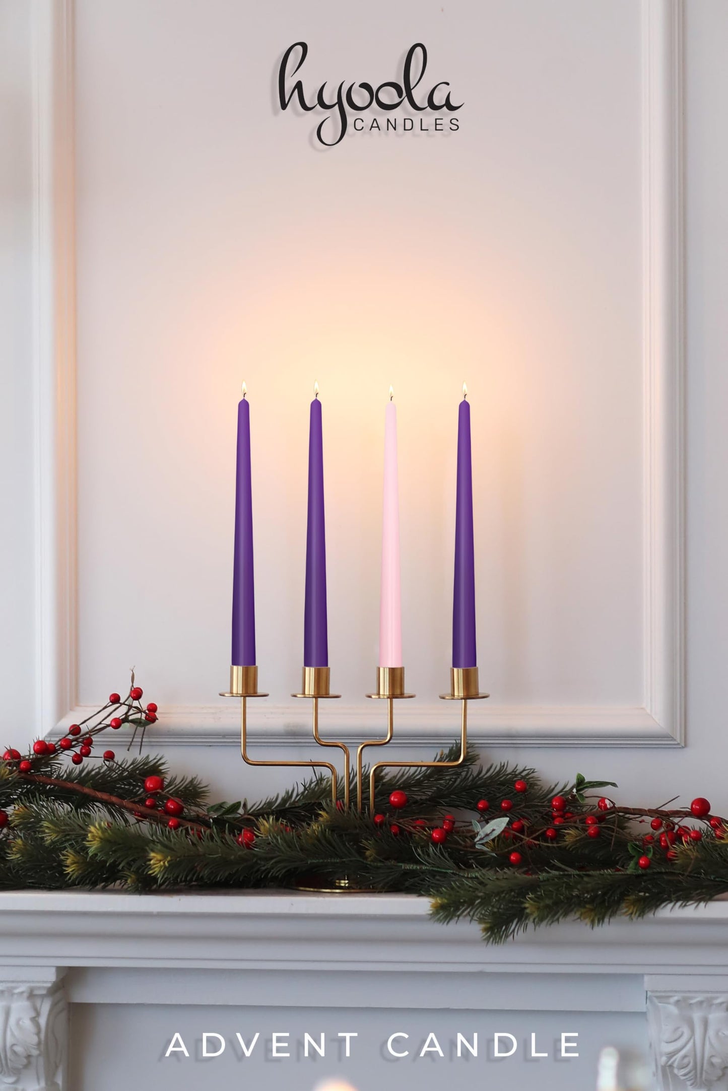 Hyoola Advent Candles Set of 4 - Made in Europe Christmas Advent Candle Set - 12 inch Advent Wreath Candles