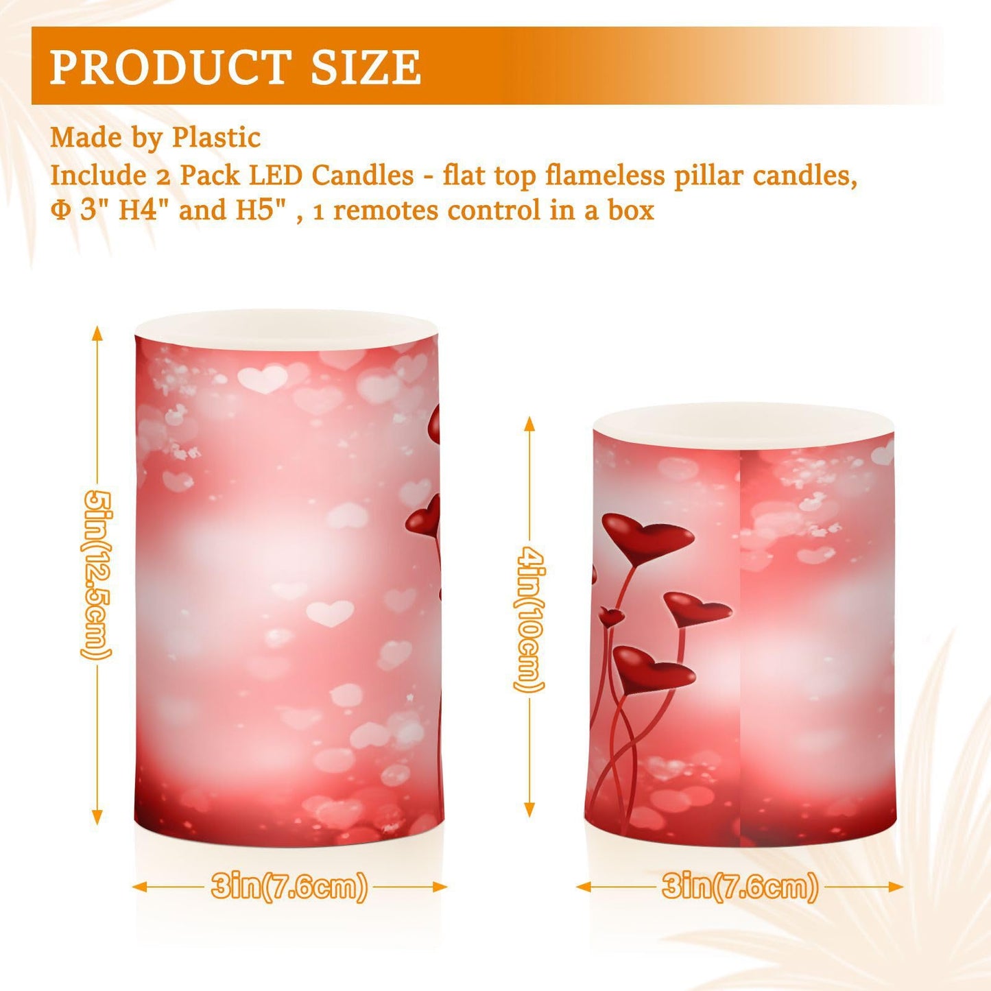 ALAZA Valentine's Day Red Hearts Pink Flickering Flameless Candles Battery Operated with Remote Timer,Tea Light Candles LED Pillar Votive Candles Set of 2 for Outdoor Indoor Decorations03