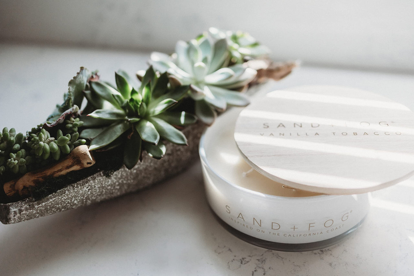 Sand + Fog Scented Candle - White Vanilla - Additional Scents and Sizes – 100% Cotton Lead-Free Wick - Luxury Air Freshening Jar Candles - Perfect Home Décor for Your Cocktail Table – 34 oz