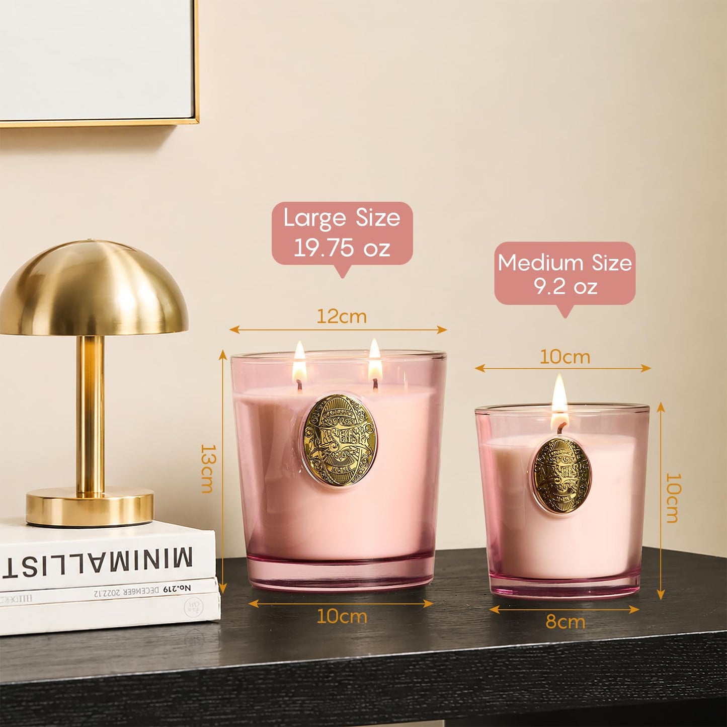 M&SENSE Natural Soy Candle | Jasmine & Pink | 9.2 oz, 50H Burn Time | Candle Gift for Her | Scented Candle for Mothers Day Gifts