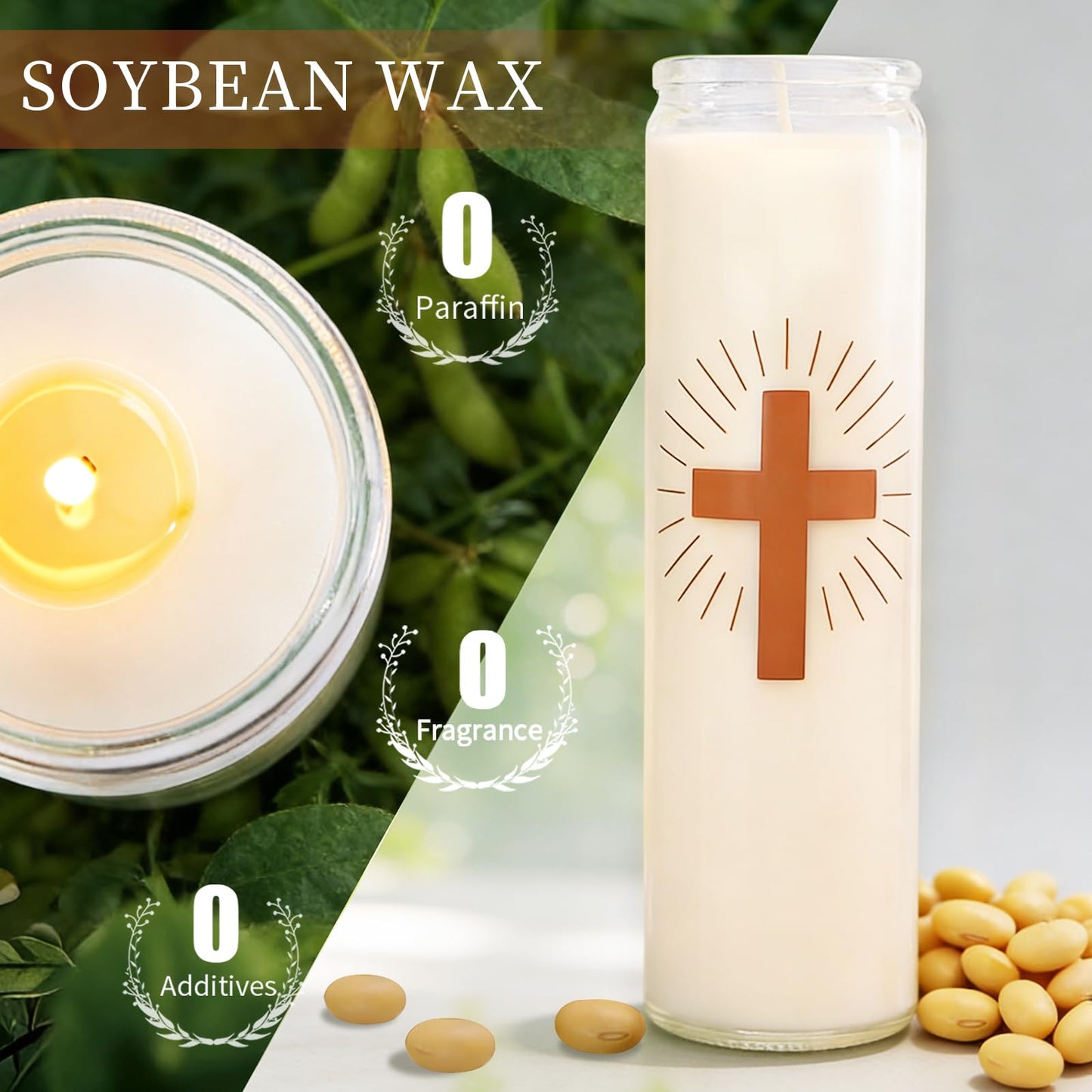 Soy Wax Prayer Candles, 6 Packs, 9 Day Memorial Candles with 120 Hours Long Burn Time, Unscented Devotional Candles for Vigils, Blessings, Spiritual, Ceremonies, Emergency