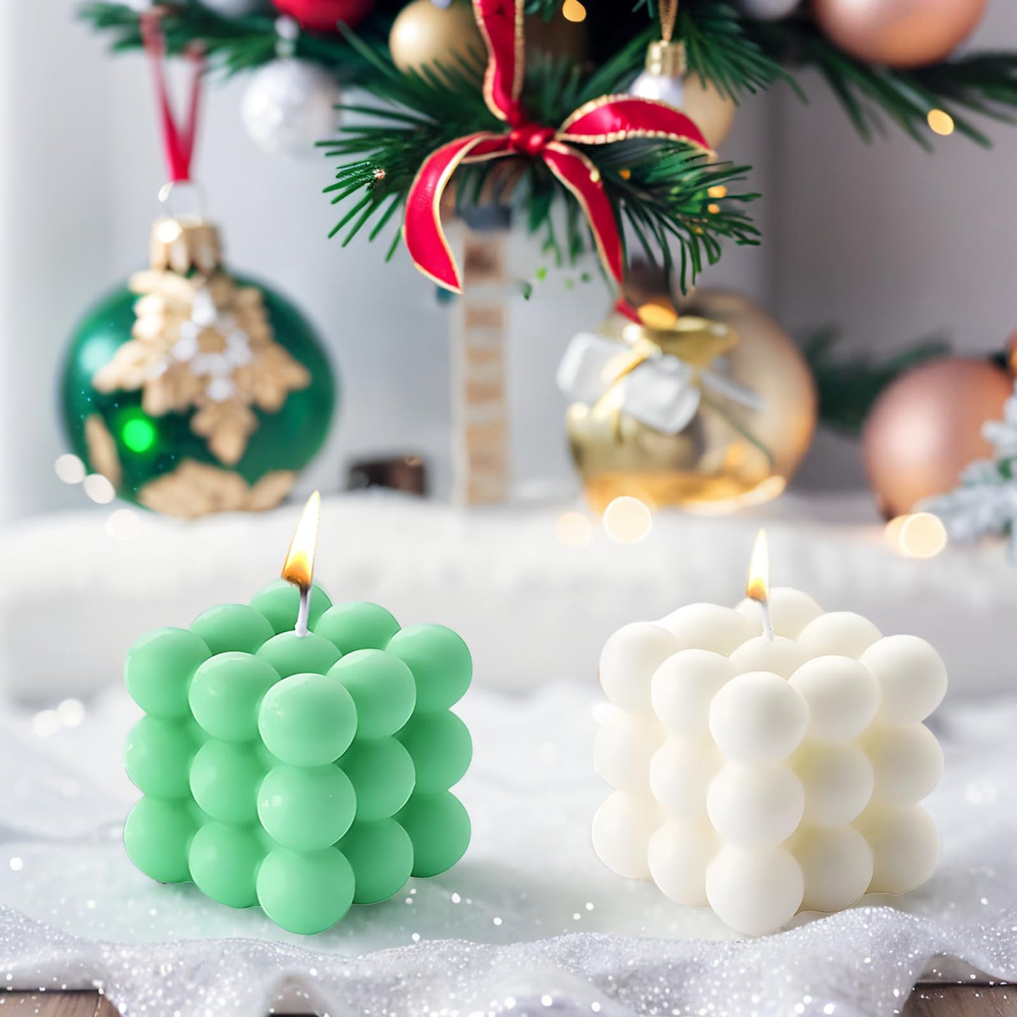 2PCS Bubble Candle, Cube Soy Wax Bubble Candles, Handcrafted Natural Scented Aesthetic Bubble Candle Set for Home Bedroom Decor, Birthday Mothers Day Gifts