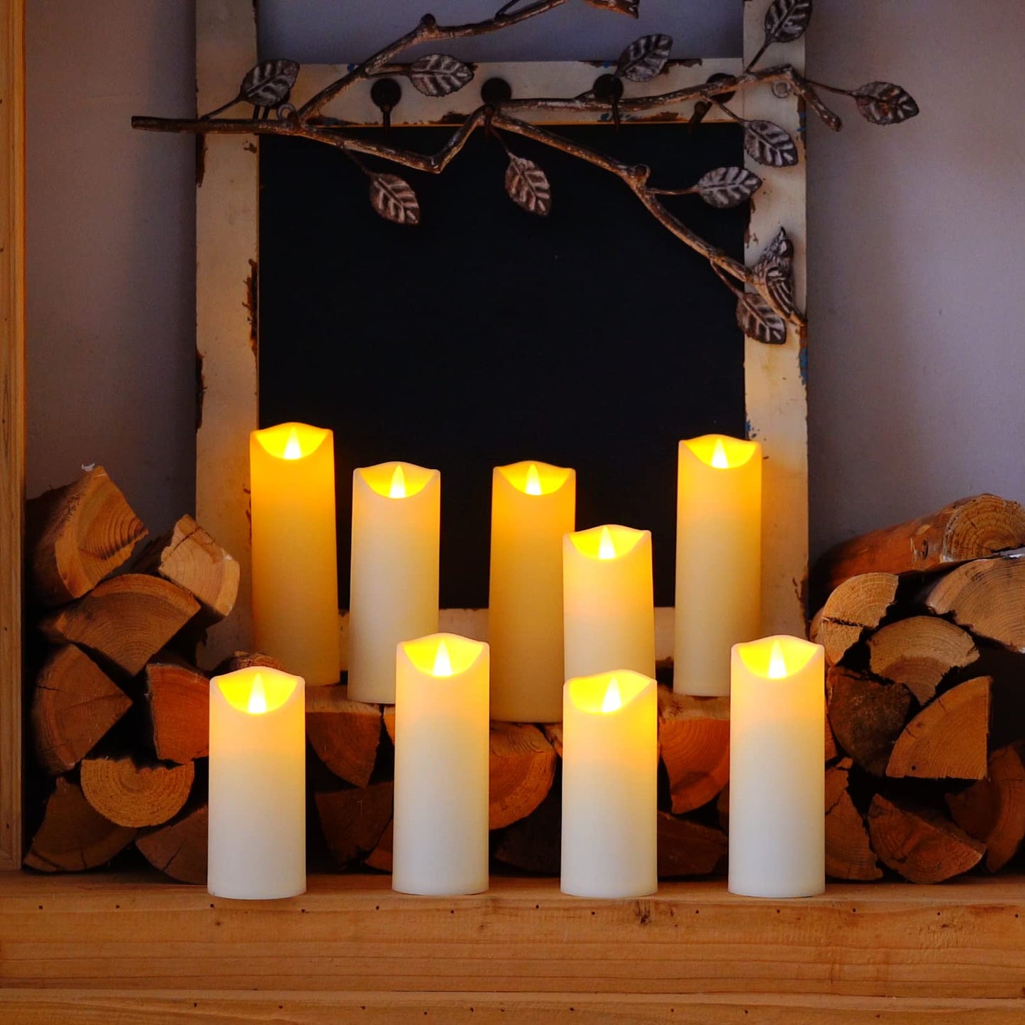 Homemory Flameless Candles, LED Battery Operated with Remote Timers, Electric Fake, Made of Frosted Plastic, Won't Melt, Ivory, Set of 9
