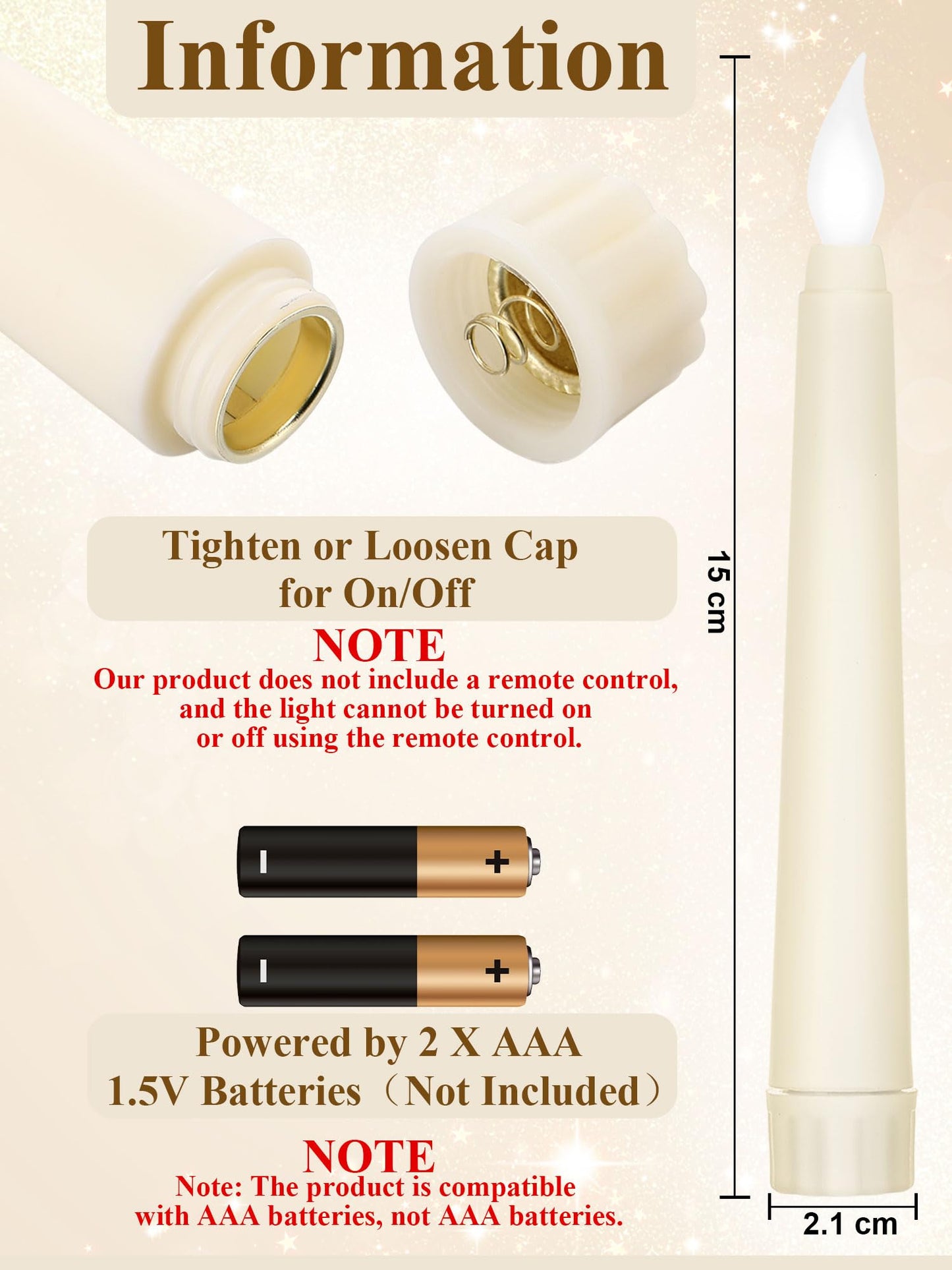 Funtery 48 Pcs Flameless LED Taper Candles Battery Operated Candles Bulk Realistic LED Candlesticks Flickering for Wedding Church Graduation Party Home Decor(Ivory,Novelty Style)