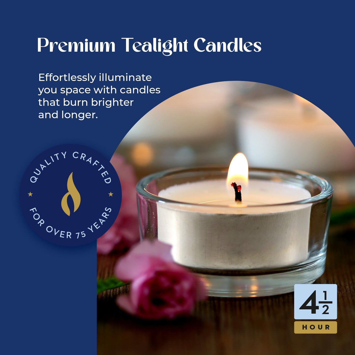 Lerner Tealight Candles, 50 Count| 4.5 Hours Long-Burning White Tea Light Candles| Non-Toxic, Smokeless & Soot-Free Tea Light Warmer Candles | Unscented Party, Décor, Shabbat Tea Candles