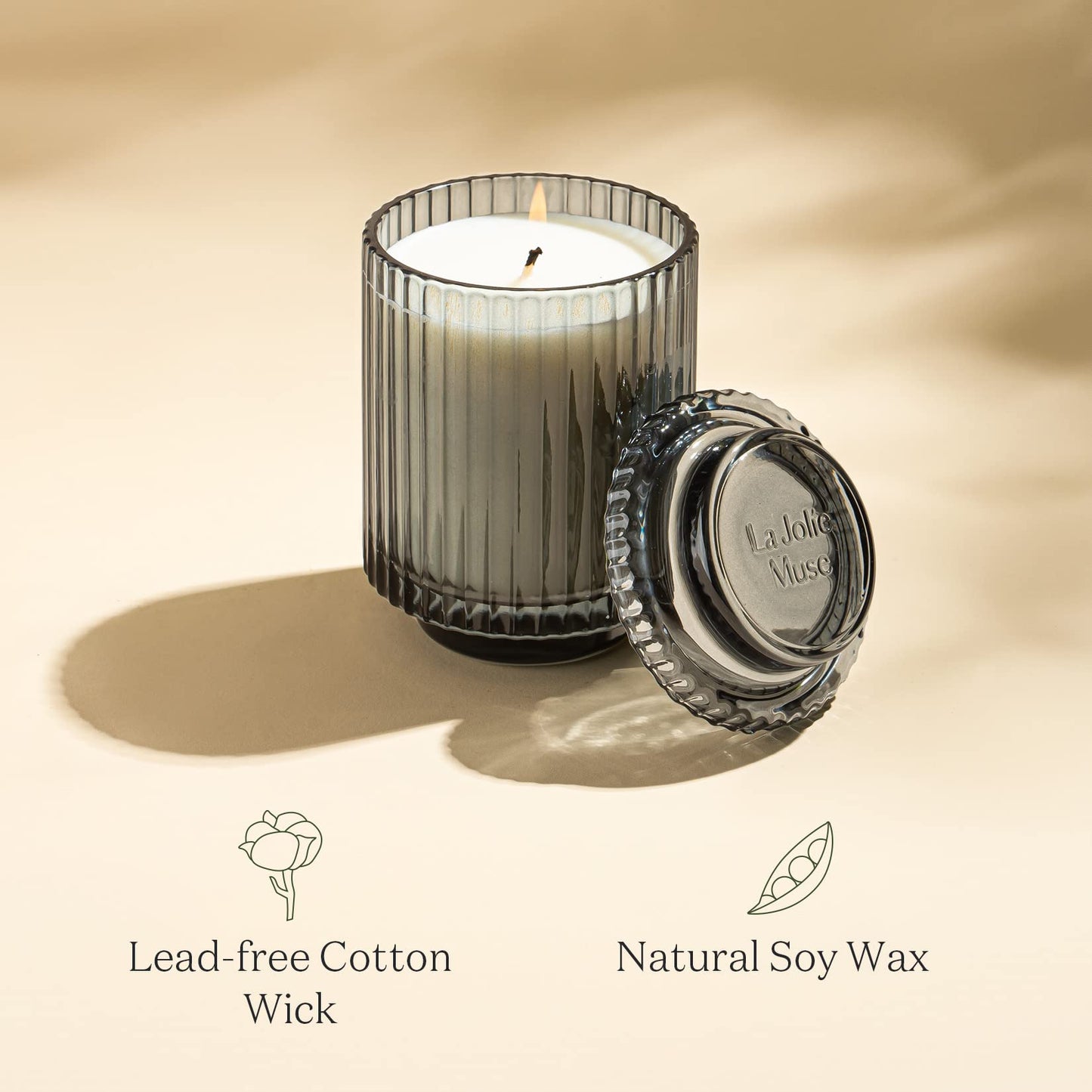 LA JOLIE MUSE Linen Scented Candle, Candles for Home Scented, Luxury Jar Candles Gifts for Women & Men, 80 Hours Long Burning, 12.3oz