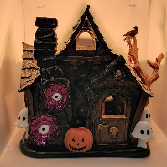 Halloween Candle Holder Compatible with Bath & Body Works and White Barn 3-Wick Candles - Select Your Favorite! (Candle NOT Included) - Haunted House Luminary