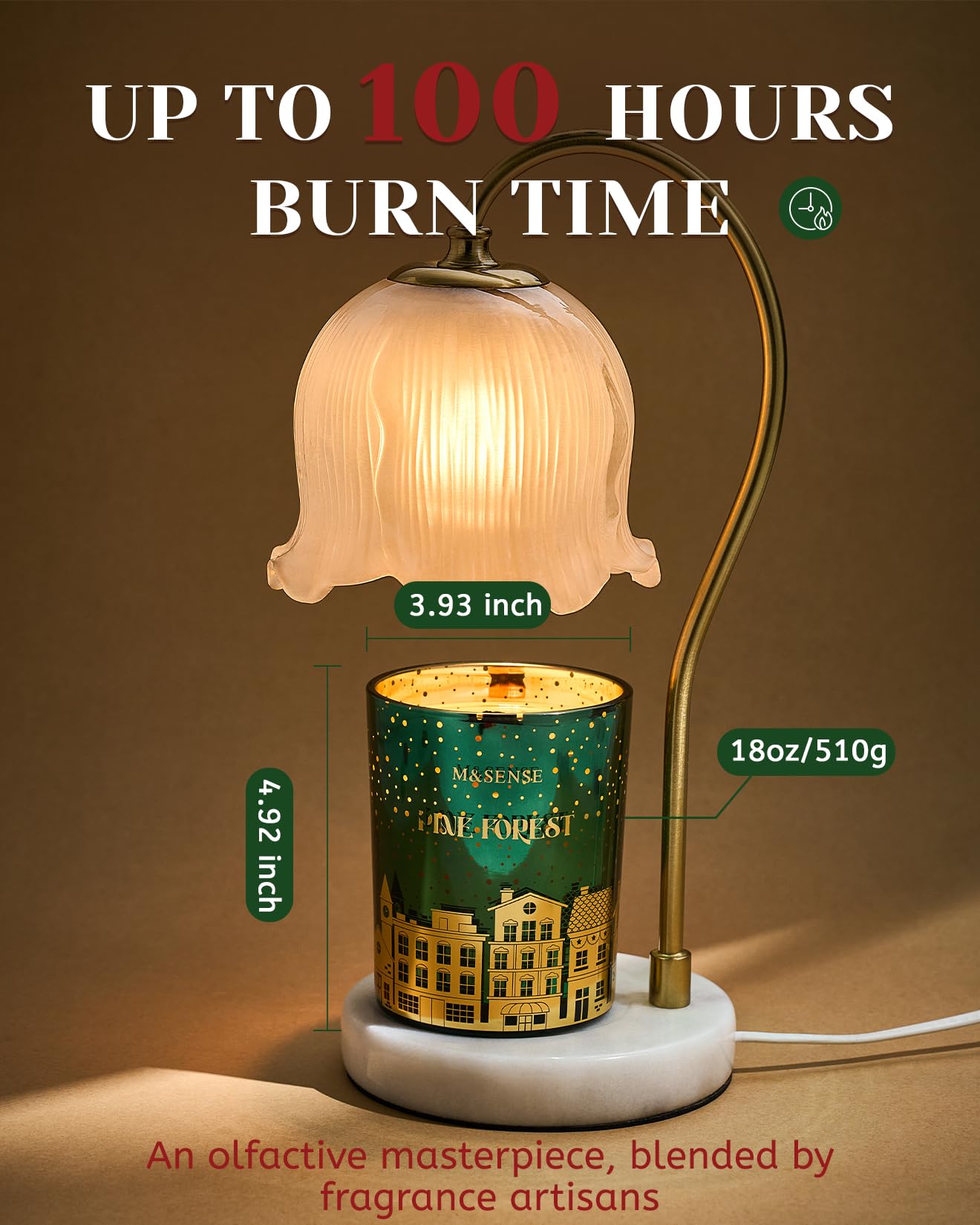 M&SENSE Pine Forest Christmas Candles, Large Winter Scented Soy Candles, Crackling Wooden Wick 18oz 100 Hours Long Lasting Clean Burn, Luxury Holiday Gifts for Relaxation, Stress Relief