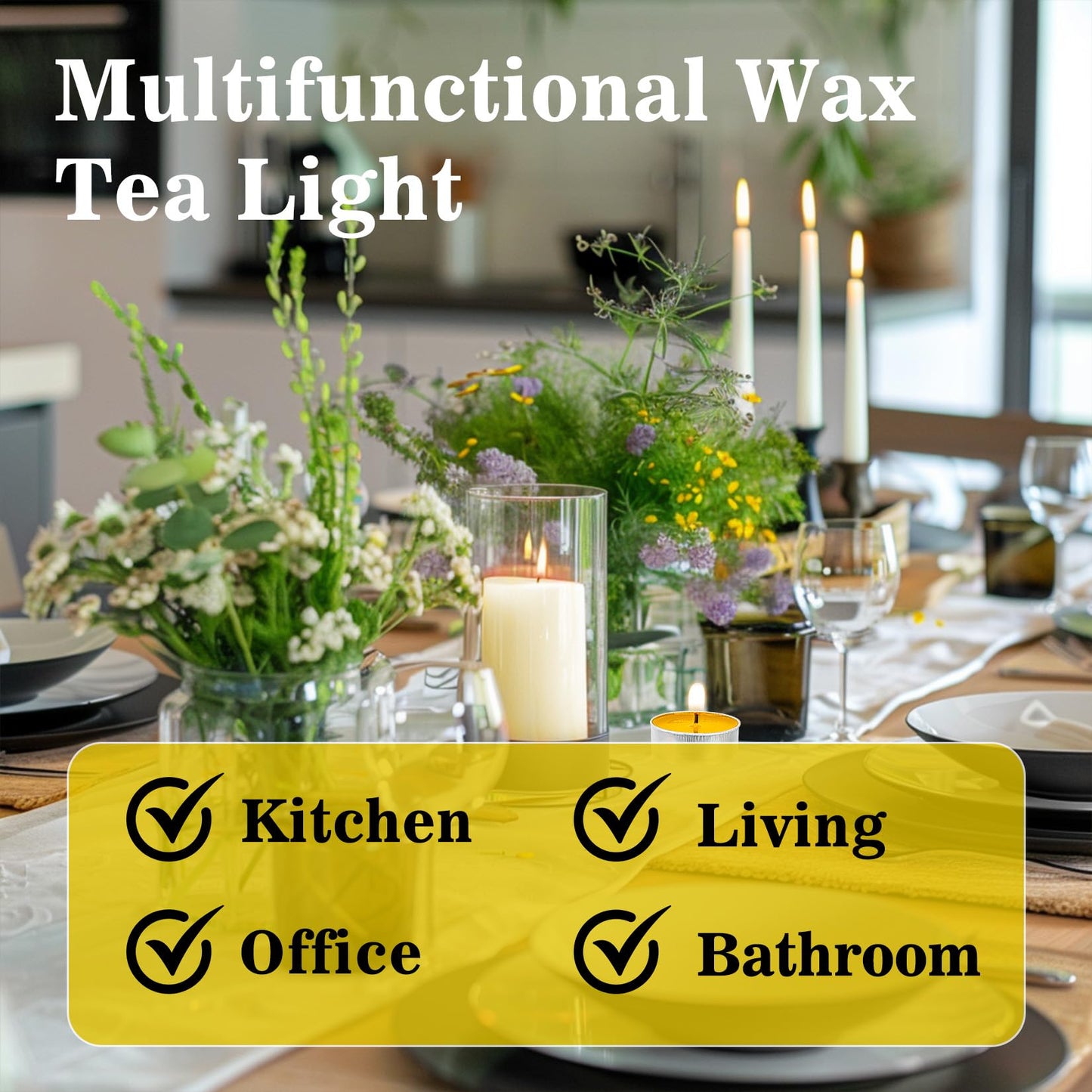 Yellow Tea Lights Candles Set - MAQIHAN Mini Tealight Candles Set Votive Soy Candle with Cotton Wick for Home Decoration, Wedding, Emergencies, 25pcs