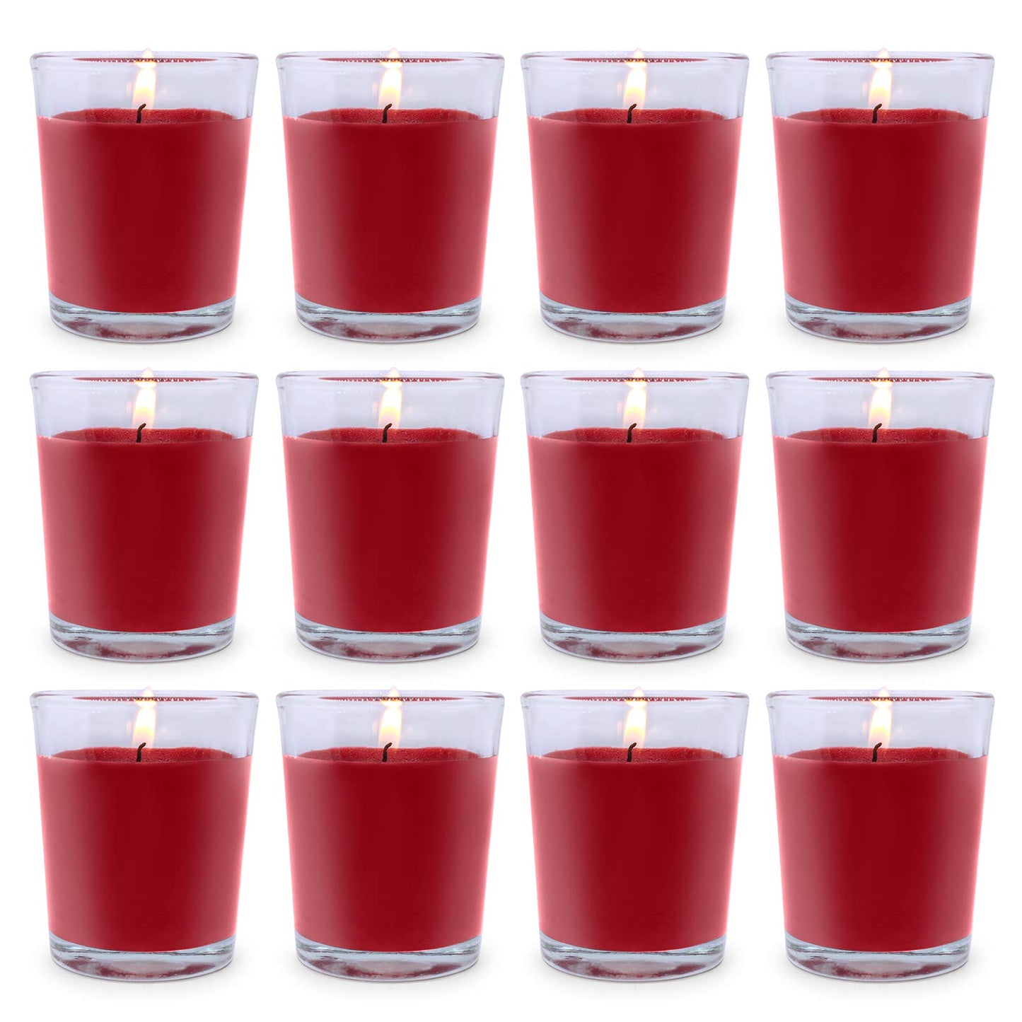 Set of 12 Red Votive Candles for Christmas Valentine's, Unscented Bulk Candles for Home Weddings Party Festival Decorative and DIY