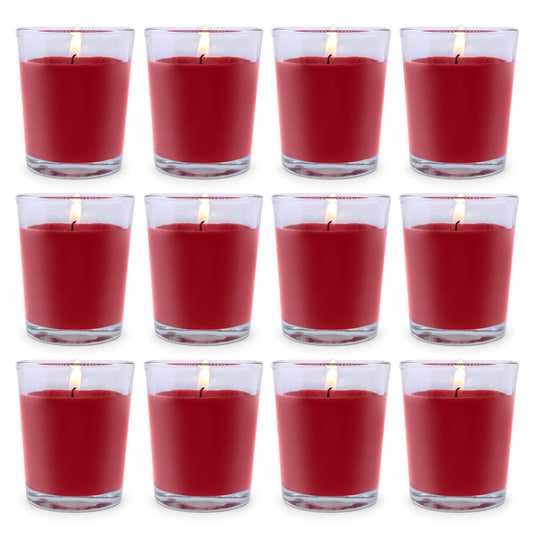 Set of 12 Red Votive Candles for Christmas Valentine's, Unscented Bulk Candles for Home Weddings Party Festival Decorative and DIY