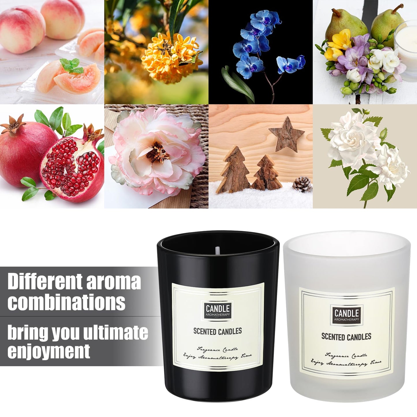 Threlaco 72 Pcs Scented Candles Bulk Home Aromatherapy Candle Gift for Women 8 Fragrance Long Lasting Soy Wax Jar Candles for Mother's Day Thanksgiving Christmas Coworker Employee (Fresh, Black White)