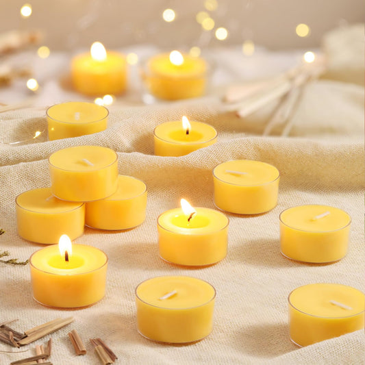 Citronella Scented Tea Lights Candles – Yellow – 6 Hour Burn – 100% Palm Wax – Scented Tealight Candles for Outdoor Summer Nights, Patio Dining – 48 Pack Scent Votive Candle