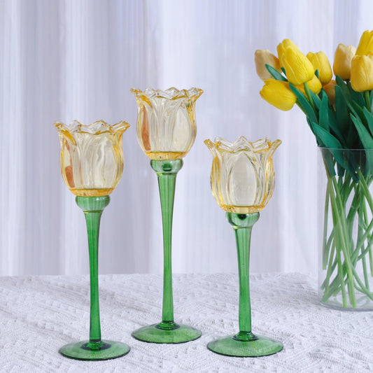 VOHO Gold Tulips Candle Holders for Table Centerpiece, Classic Gold Tealight Candle Holder for Birthday Thanksgiving Christmas Decorations, Flower Votive Candle Holders Wedding Centerpieces for Tables