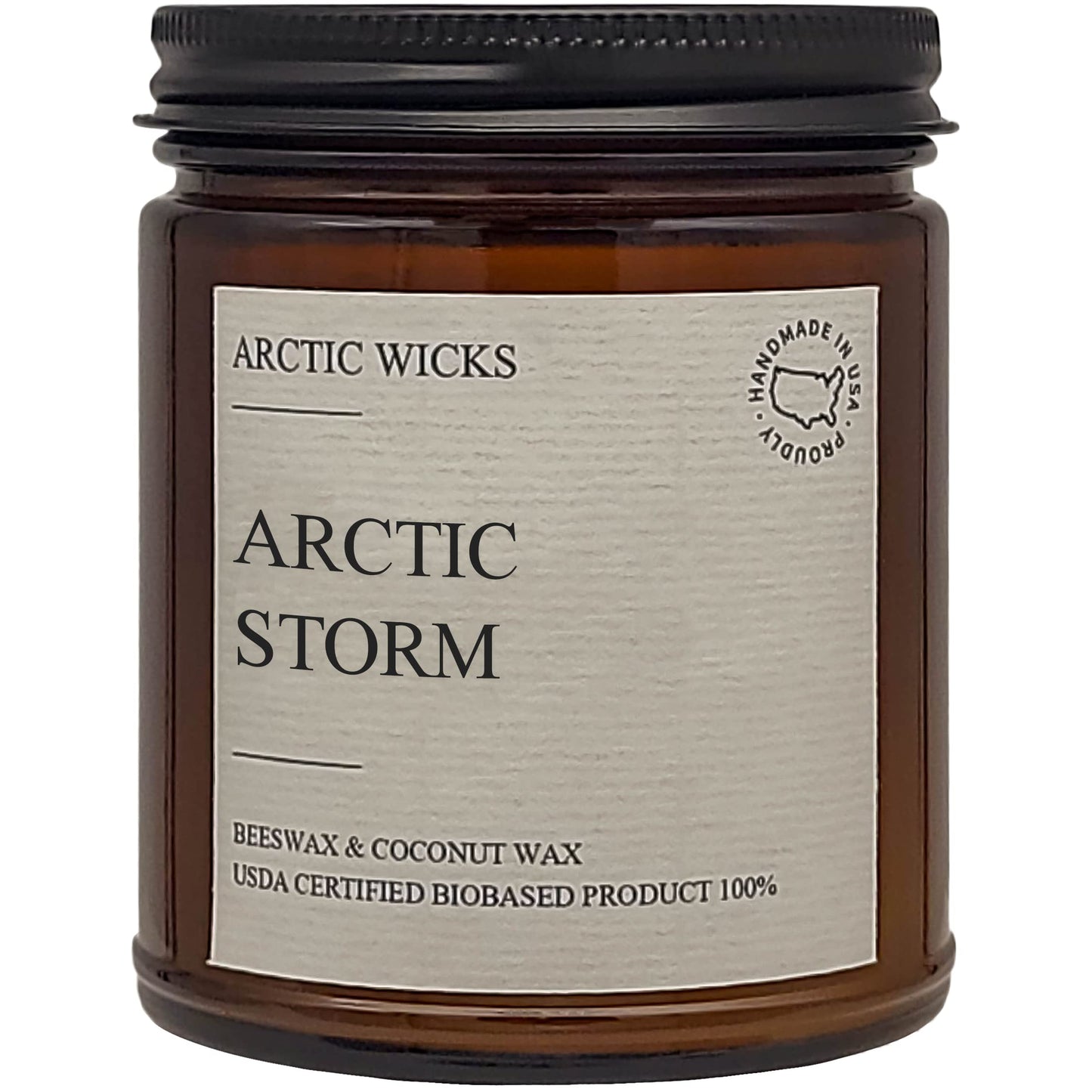 Arctic Wicks Scented Coconut Beeswax Candles | Coconut Beeswax Non Toxic Candle 9oz Amber | Farmhouse Candles Non-Toxic Clean Burn 100% USDA Certified Biobased (Arctic Storm)