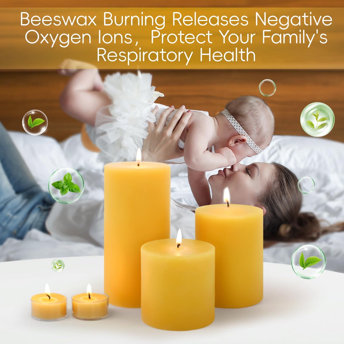 3 Pack Natural Beeswax Pillar Candles-213 Hours Long Burning,Natural Air Purifying Candle,Non-Toxic,Unscented Bees Wax Candle for Dinner Table Centerpieces,Spa,Meditation&Wellness (3x3,3x4,3x6in)