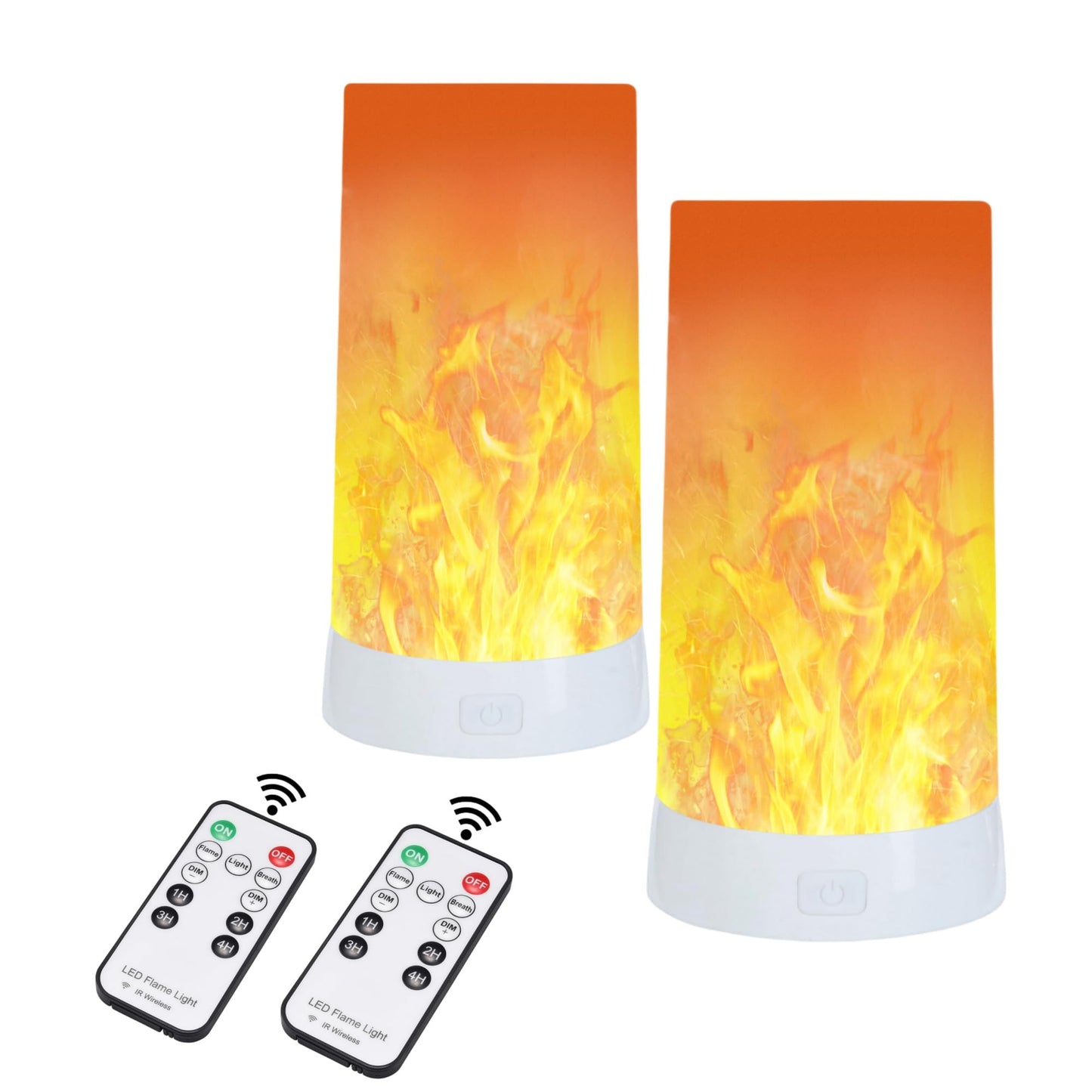 Lpraer 2Pack LED Flame Light, USB Rechargeable 4 Modes Flickering Flame Candle Lantern with Remote Timer Gravity Sensing Effect Magnetic Base Waterproof Dimmable Outdoor Indoor Lamps