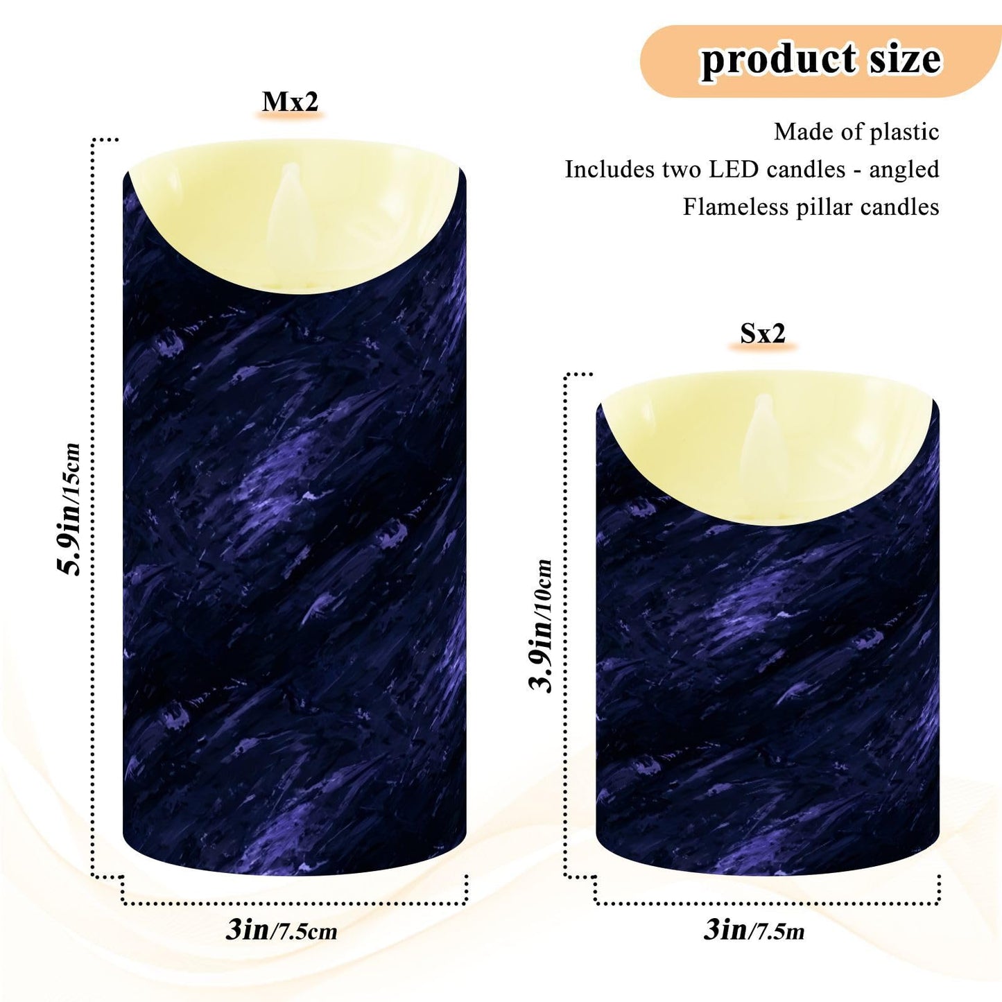 Gravopti Abstract Texture 2 Pack Flameless LED Pillar Candles with Remote & Timer, Battery Operated, Flickering Wax Candle for Wedding, Romantic Home & Party Decor