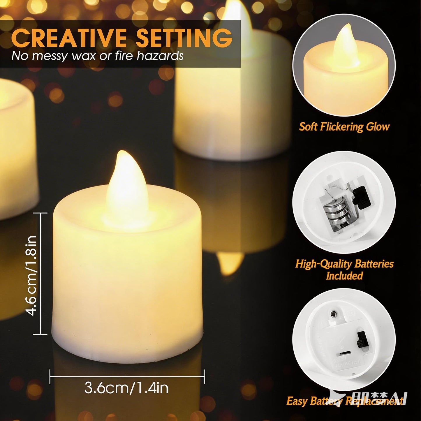 Coume 72 Pack Flameless Tea Light Candle Wedding Flameless Flickering LED Battery Operated Candle for Sweetest Day Anniversary Romantic Night Honeymoon Table Decor(Warmer)