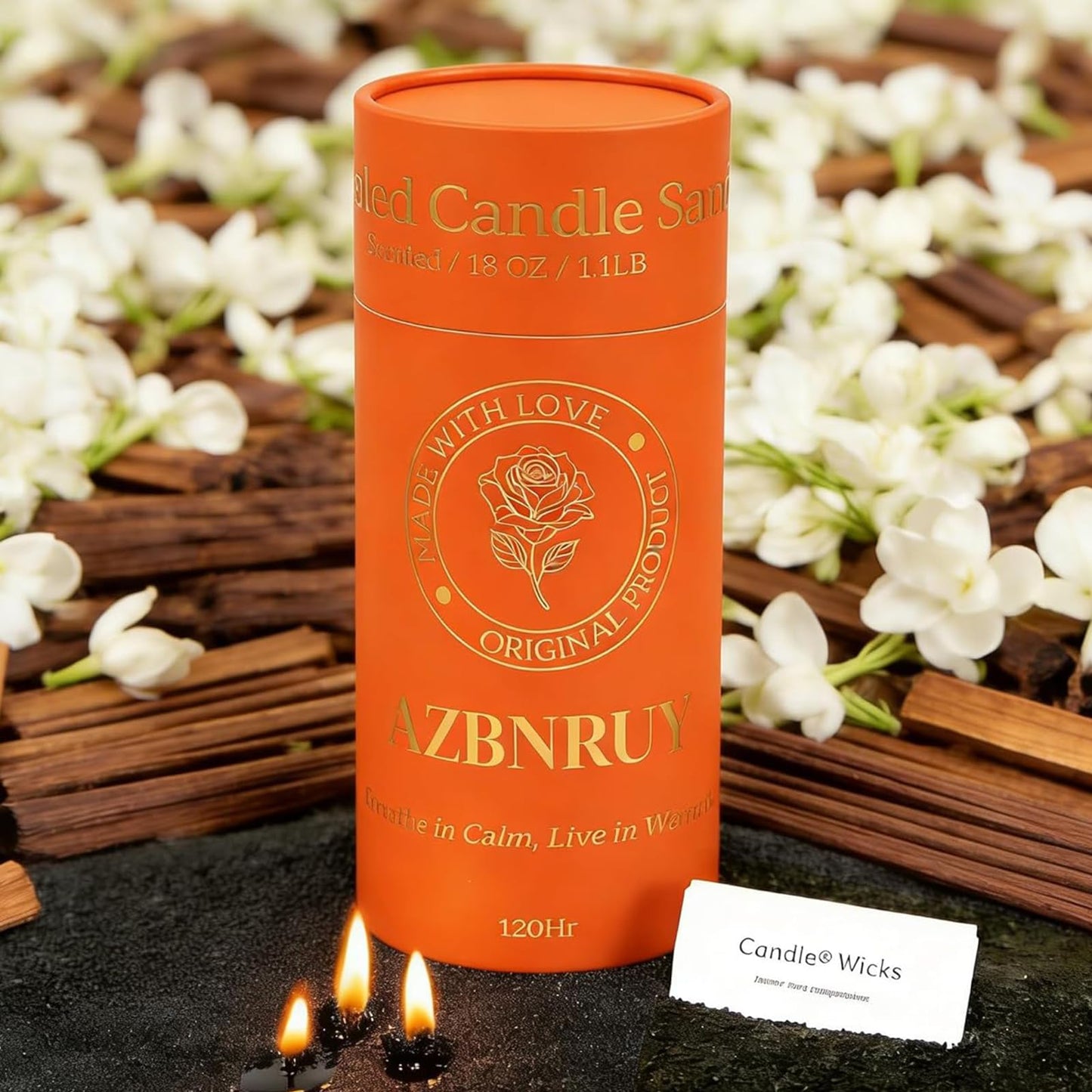 Pearled Sand Candles with Wicks 18 Oz-Refillable Sandalwood&Jasmine Scented Natural Pearled Candle Sand Wax Pearl Candle Powder Beads-Non Toxic Luxury Long Lasting 120 Hours Candles Making Kit Black