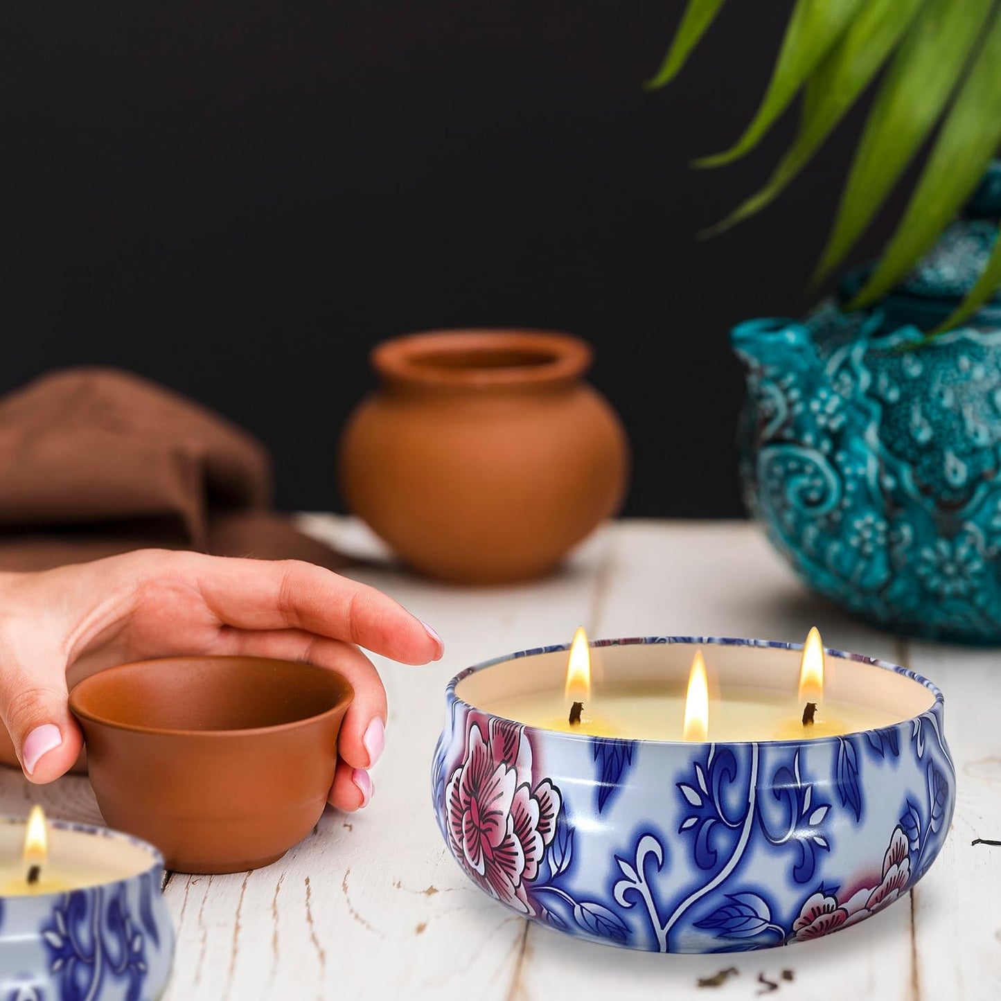 3 Wick Large Citronella Candle & Rosemary Scented Candle & Sage Scented Candle, 3 Pack 13.5oz Outdoor Candles, Soy Wax Candle Set for Indoor, Up to 200hrs Burning Emergency Candles