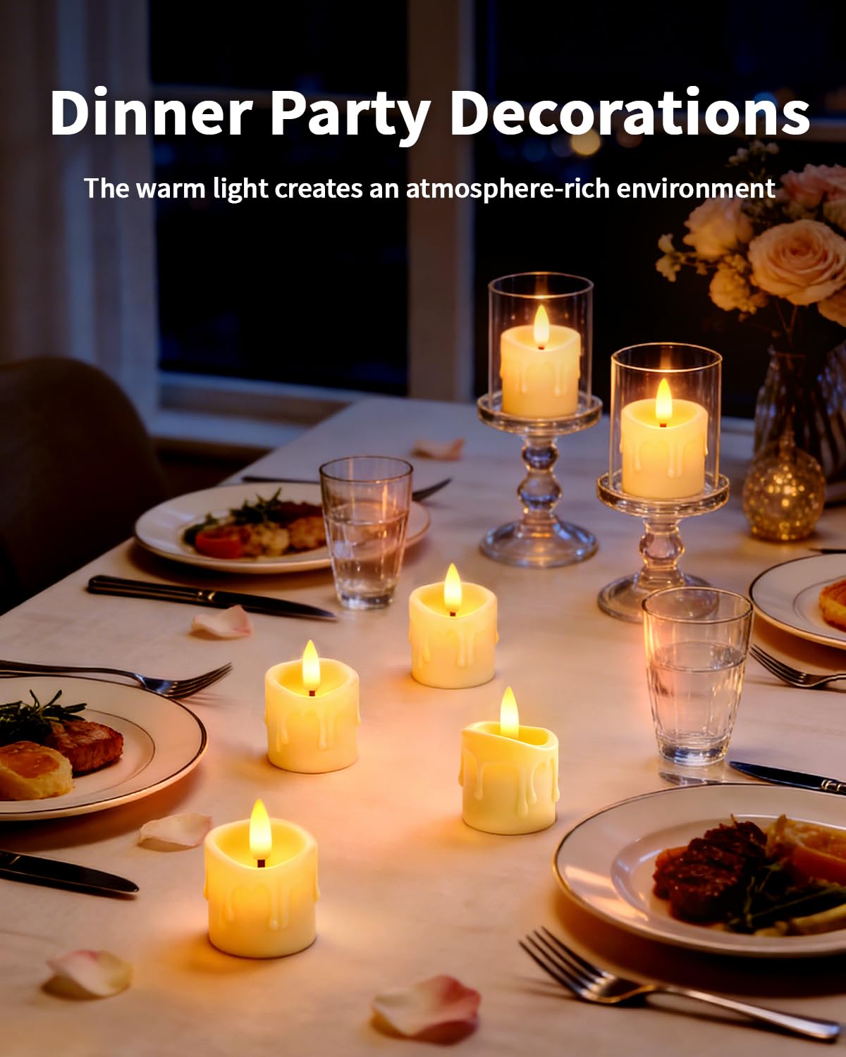 CAQUIRU Rechargeable Flameless Candles with Remote Timer, 1.5"x2" LED Tea Lights Candles Battery Operated, Electric Fake Flickering Votive Candles for Home Table Aniversary Wedding Decor (12 Pack)