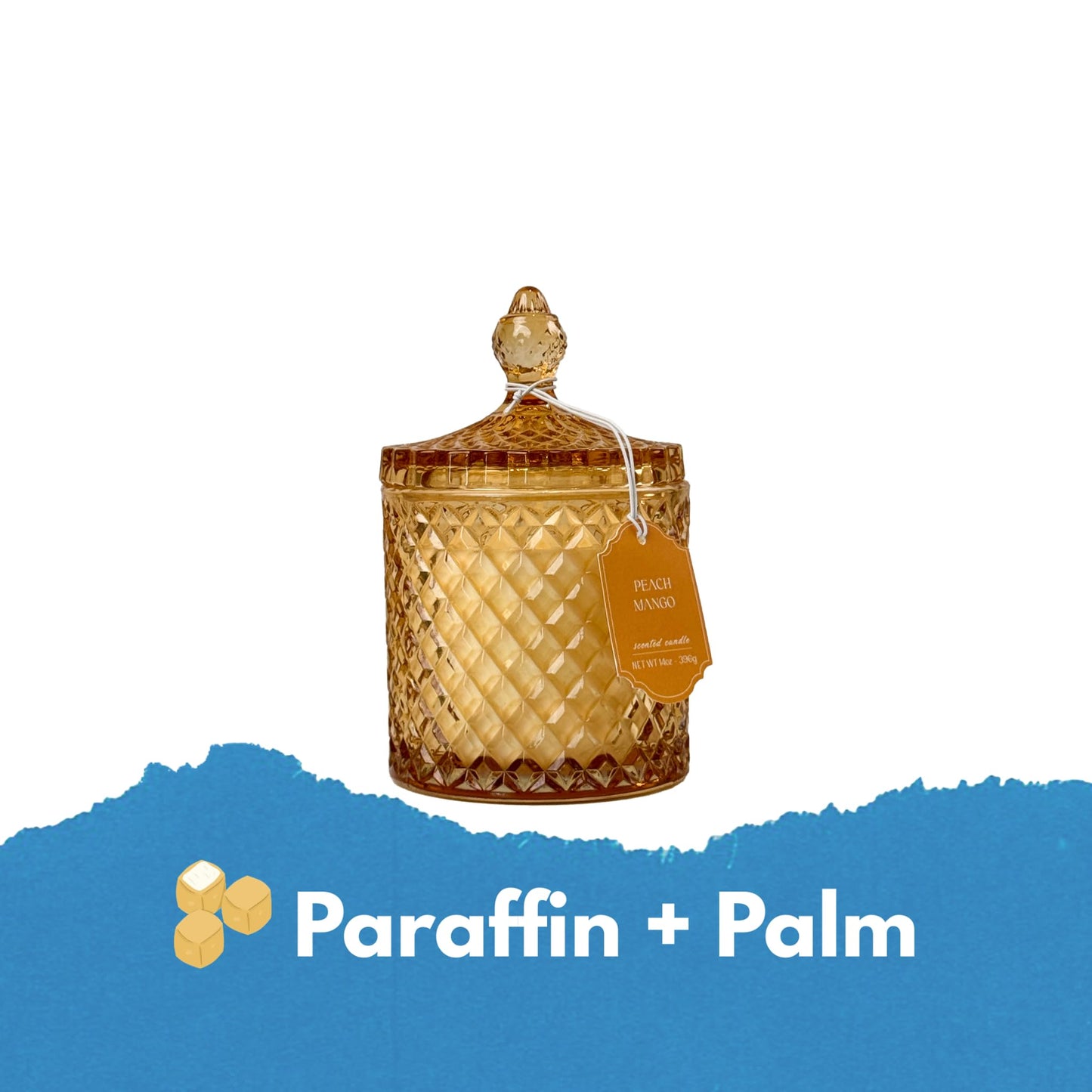 Peach Mango Scented Candle 14oz Glass Jar with Lid – CW Studio Tropical Fruit Aroma – Summer Hostess Gift, Father's Day, Birthday & Housewarming Gift for Women – 40-50 Hour Burn