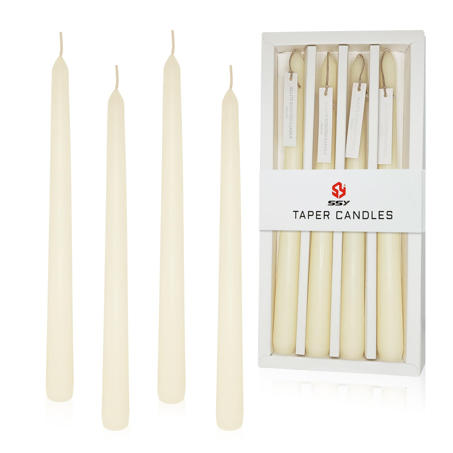 Ivory Taper Candles 4 PCS Vanilla Cream Scented Candles 10 inch Long Candlesticks for Wedding Festiva Dinner Decor