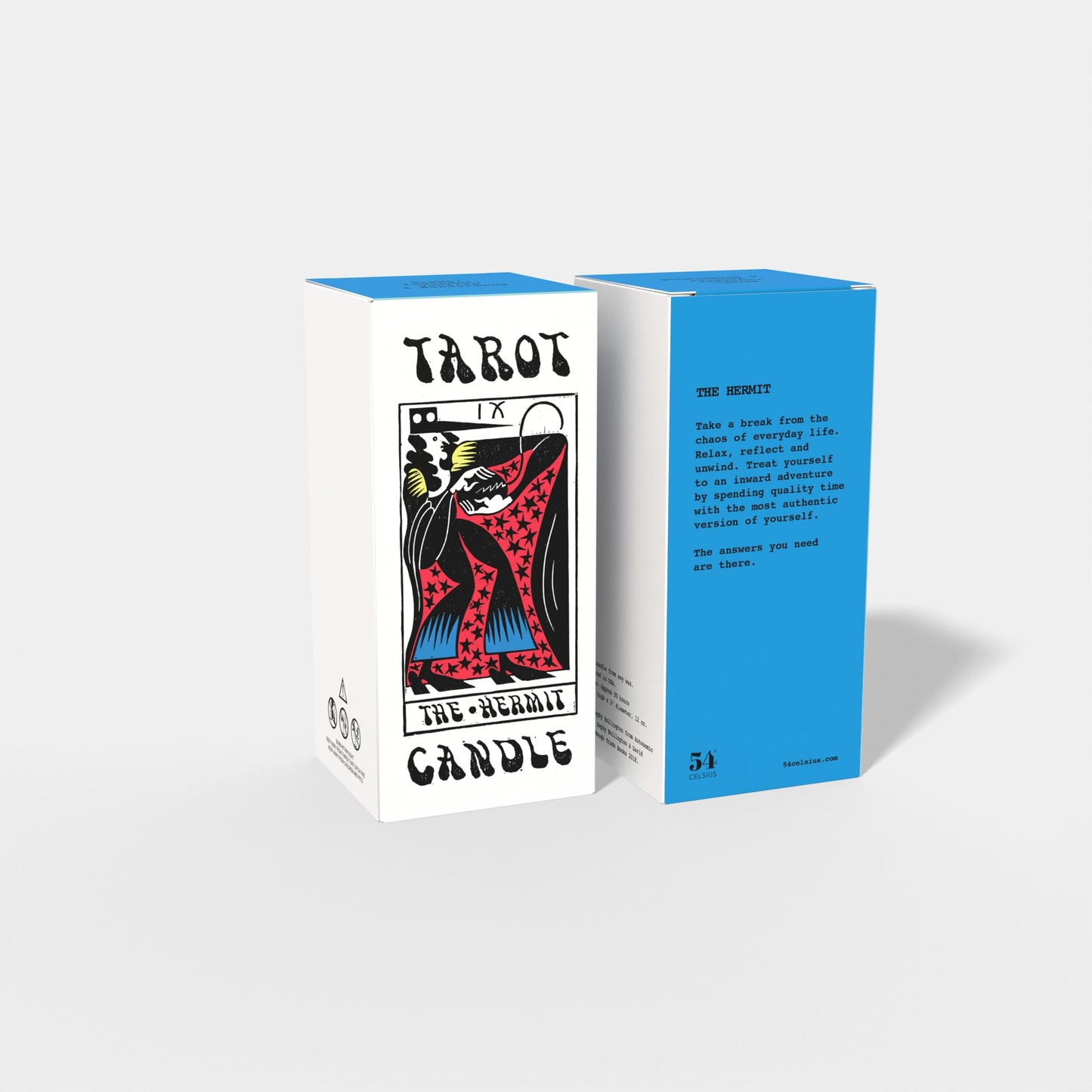 Tarot Candle - Hermit Card | Soy Wax, Tarot Illustration & Reading | Lavender, Vanilla & Sandalwood Scent | 60-Hr Burn | 6" Tall