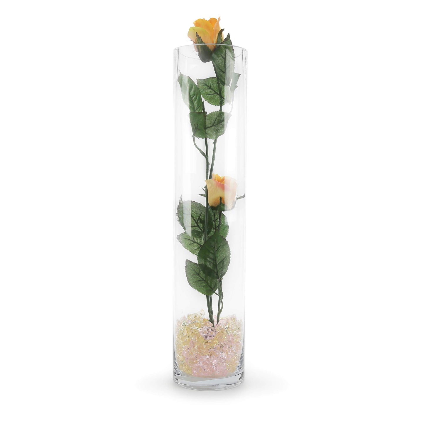 WGVI Quality Thick Weighted Tall Clear Cylinder Glass Vases, 4" W x 18" H, Flower Arrangement Floating Candle Holders Wedding Centerpieces Event Floral Container Artistic Display Home Decor, 1 Piece
