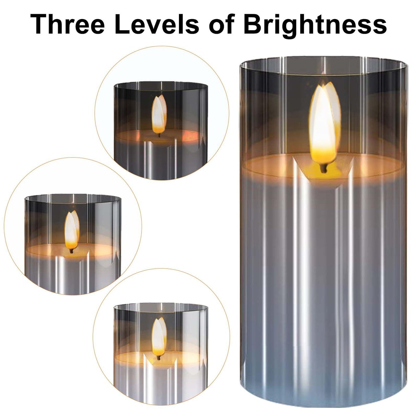 Sudifor Grey Flameless Candles,5 Pack Fake Battery Candles Flickering,Led Candle Lights-Battery Operated Candle with Remote&Timer for Birthday, Party,Home, Bars and Hotel Decoration