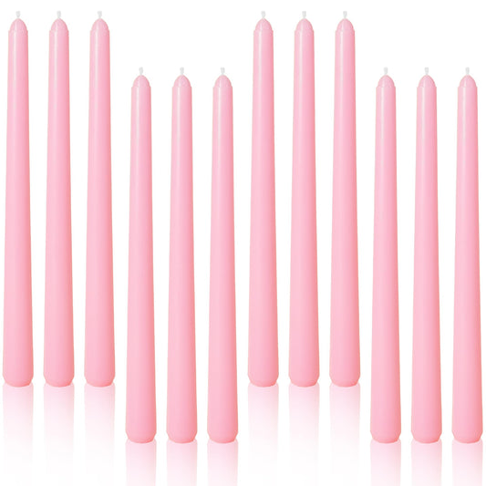 Viyffo Taper Candles, 10 Inch, 12 Pack, Cheery Bloom Pink – Unscented, Dripless & Smokeless Design, Up to 8 Hour Burn – Long Tall Taper Candlesticks for Wedding, Dinner & Home Decor