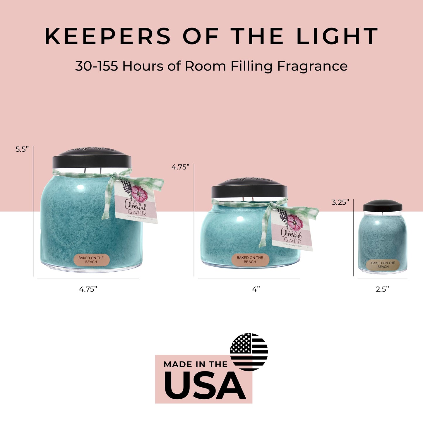 A Cheerful Giver - Baked On The Beach - 34oz Papa Scented Candle Jar with Lid - Keepers of The Light - 155 Hours of Burn Time, Gift Candle, Blue