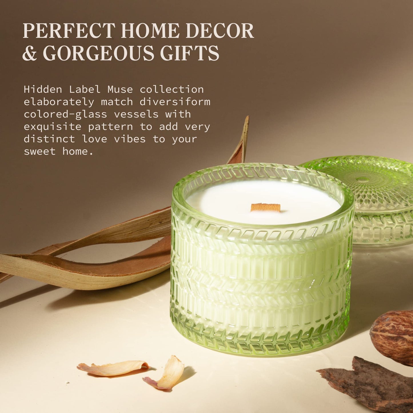 Hidden Label Decorative Jar Candle,Wood Wick Candles, Fresh Cotton + Citrus &Sage Scented Candle