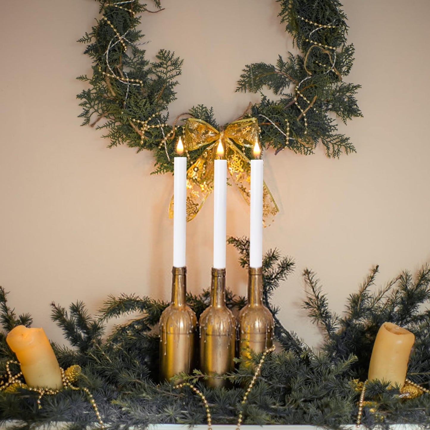SunFunUSA LED Flameless Taper Candles with Remote Timer Battery Operated-9.6 Inches Flickering Window Candle Lights Realistic Warm Amber Light Best Gift for Xmas Wedding Home Dinner Decor Set of 10