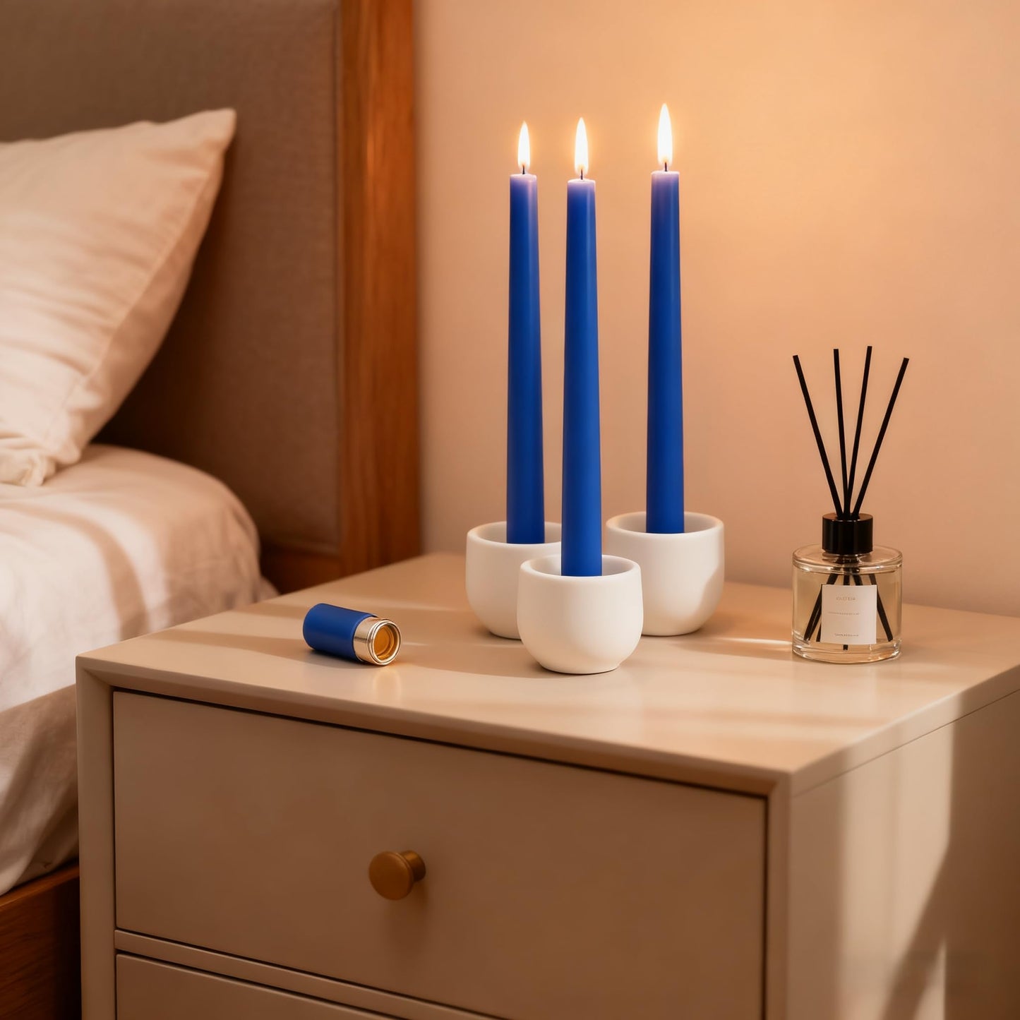 12-Pack Royal-Blue Taper Candles, 10 Inch Unscented Dripless Candlesticks, Long-Lasting Burn Time of 7-8 Hours, Perfect for Home Décor Dinner Party Meditation