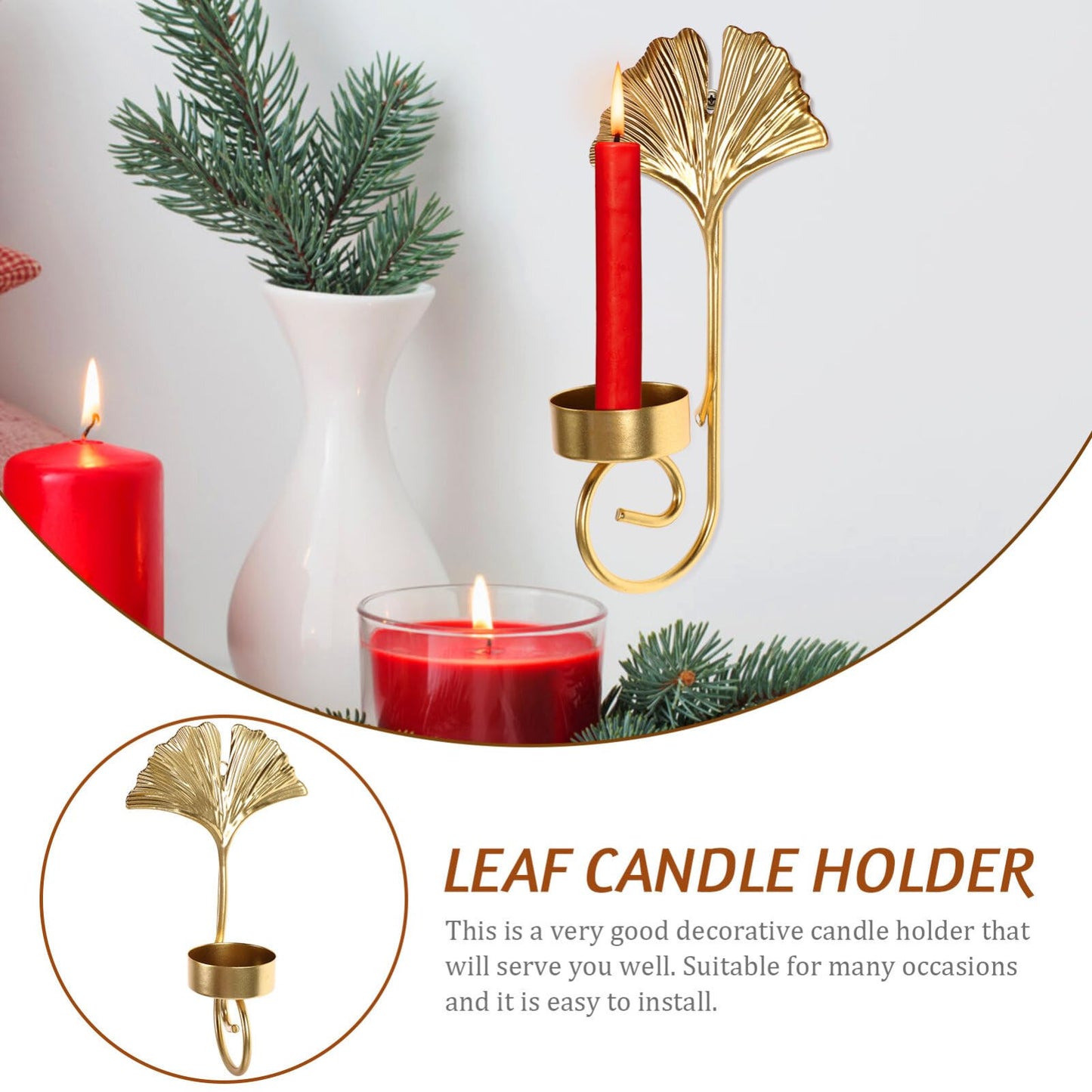 HOMSFOU Wall Mounted Candle Holder Elegant Metal Leaf Design for Home Decoration Stylish Tealight Stand for Bedroom and Living Iron Wall Sconce