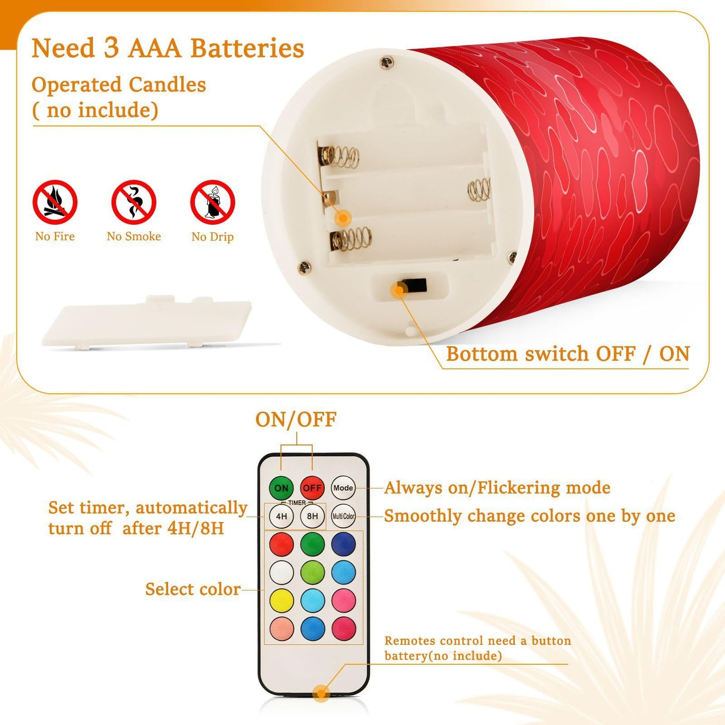 ALAZA Hearts Red Flickering Flameless Candles Battery Operated with Remote Timer,Tea Light Candles LED Pillar Votive Candles Set of 2 for Outdoor Indoor Decorations