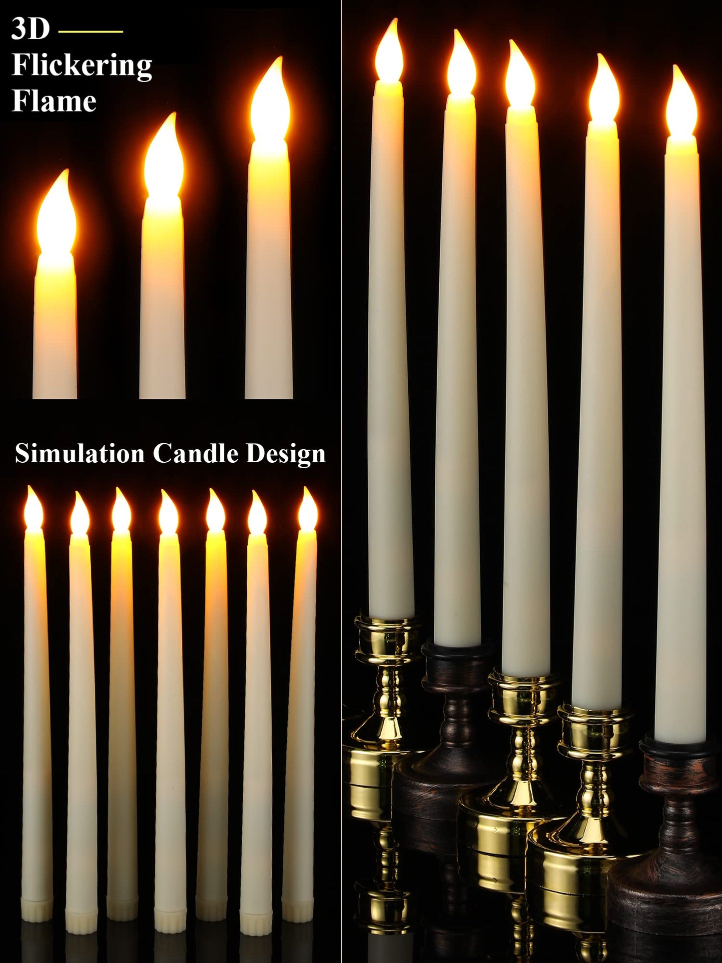 Treela 36 Pieces Flameless Taper Candles Flickering Faux LED Battery Operated Electric Fake Candles for Christmas Halloween Birthday Wedding Party(Ivory White,0.8x11 Inches,Smooth)
