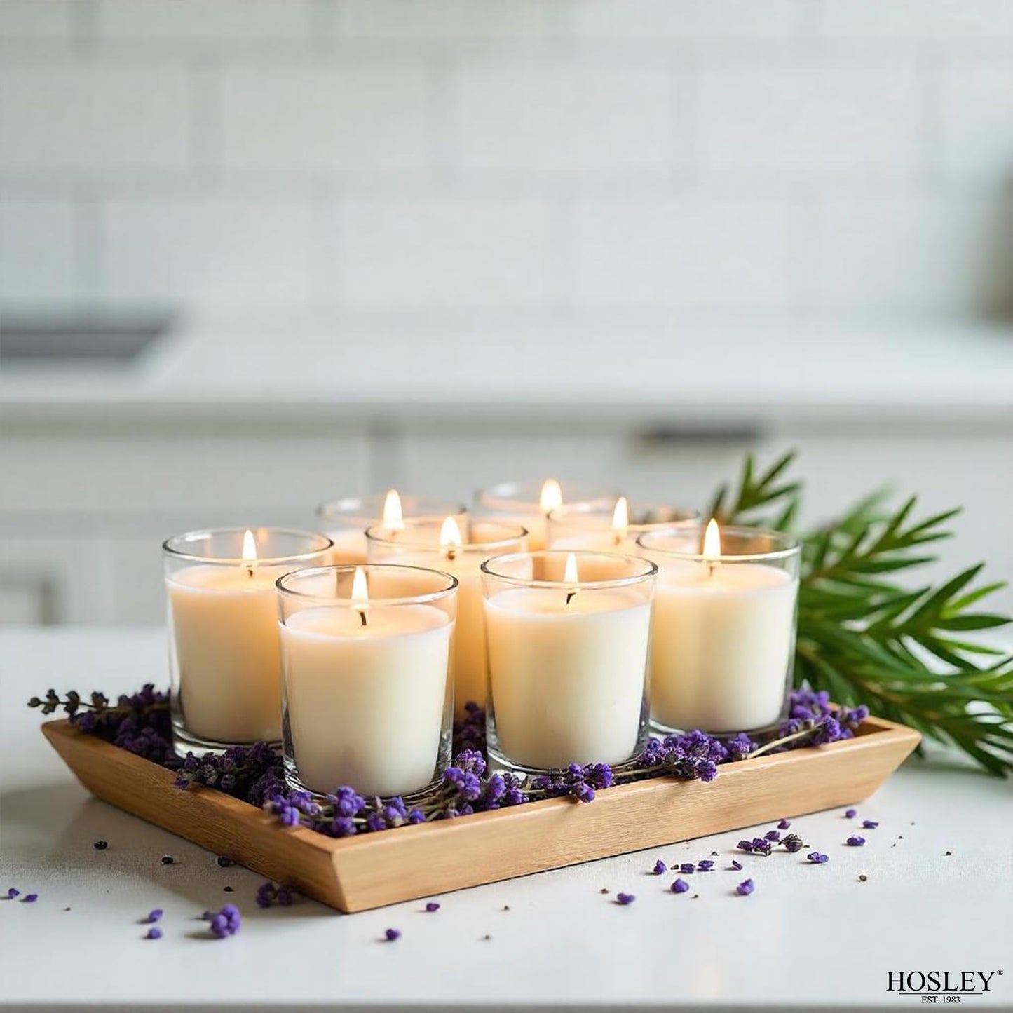 Hosley 48 Pack White Unscented Votive Candles, Clear Glass, Hand-Poured Wax, Bulk Wedding & Party Candles for Gifts, Tables, Aromatherapy & Holidays Party Weddings Birthdays (White)