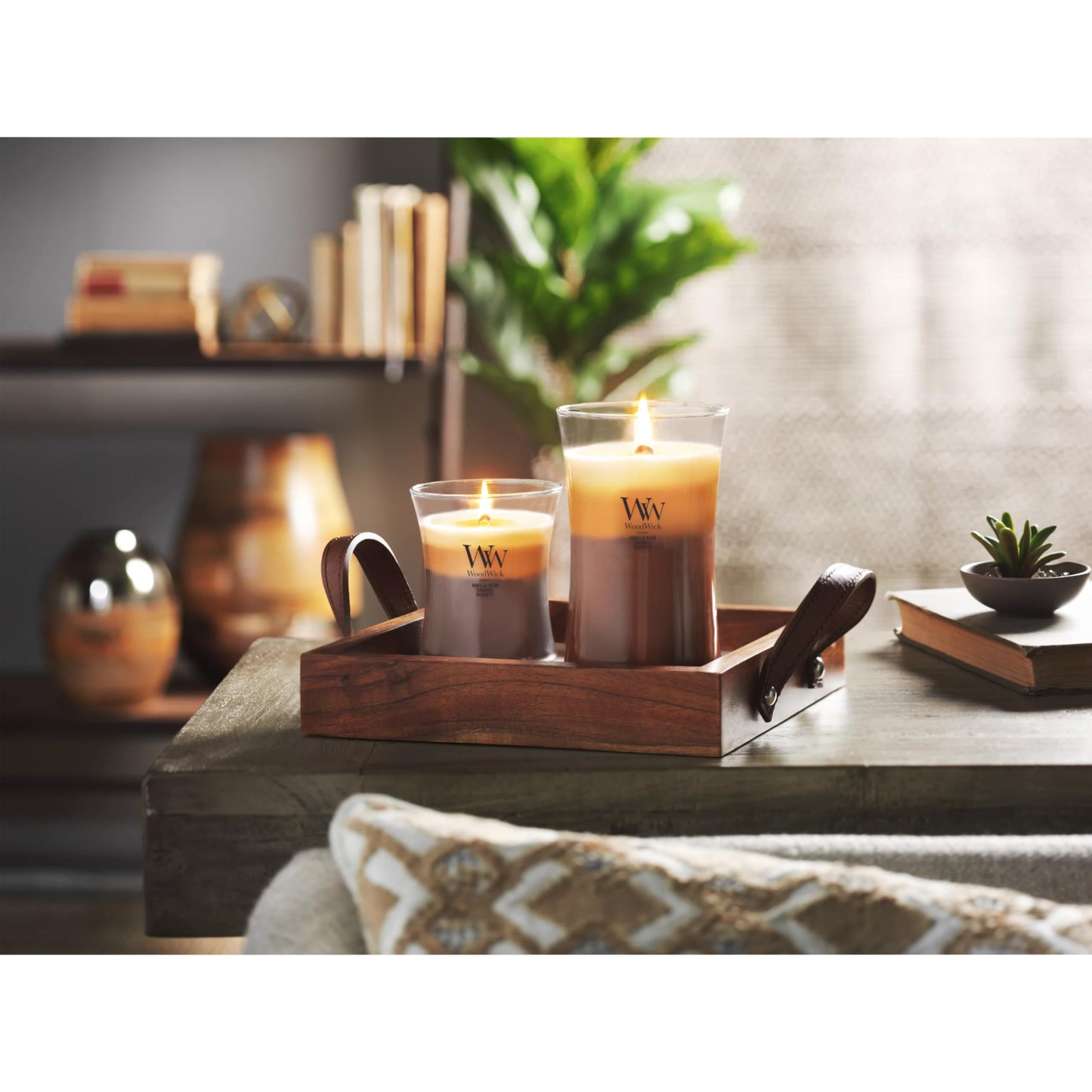 WoodWick Café Sweets Trilogy Holiday Candle Gifts for Women and Men, 21.5 oz Large Hourglass Trilogy Candle with Crackling Wick