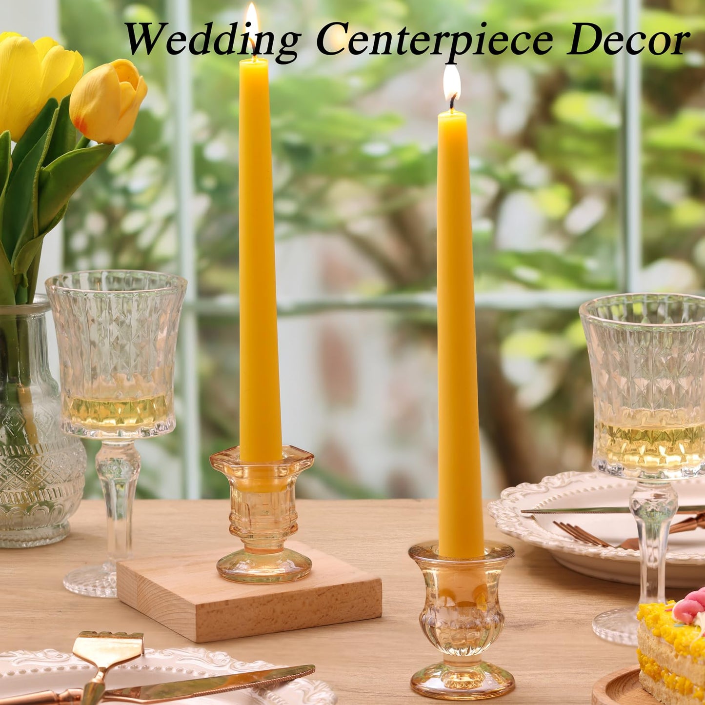 8 Pack Pure Beeswax Taper Candles, 10 Inch Beeswax Tall Candles 10Hours Long Burn - Smokeless & Dripless Candlesticks for Light, Dinner, Table Centerpieces, Home Decor