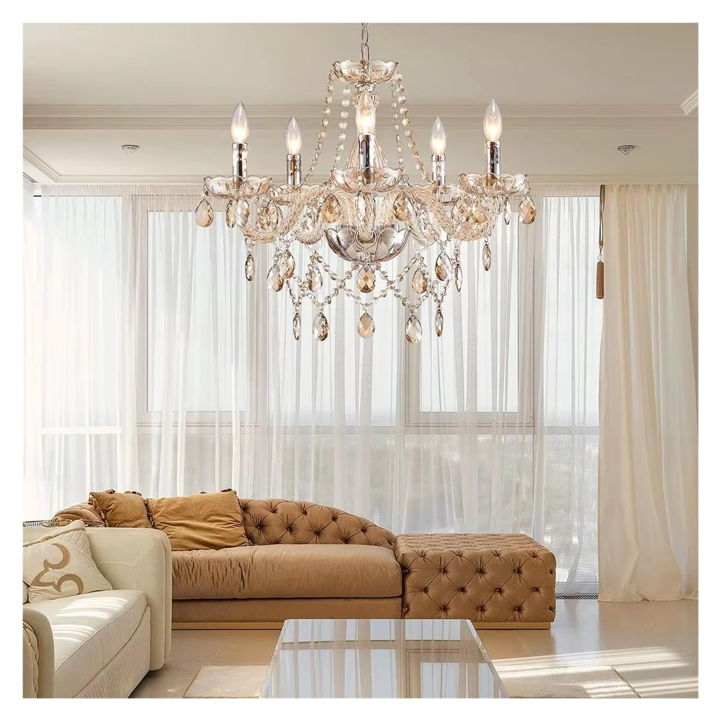 Luxury Crystal Candle Chandelier Lights for Living Dining Room Bedroom Kitchen Indoor Decorative Pendant Light,Full of Fashion